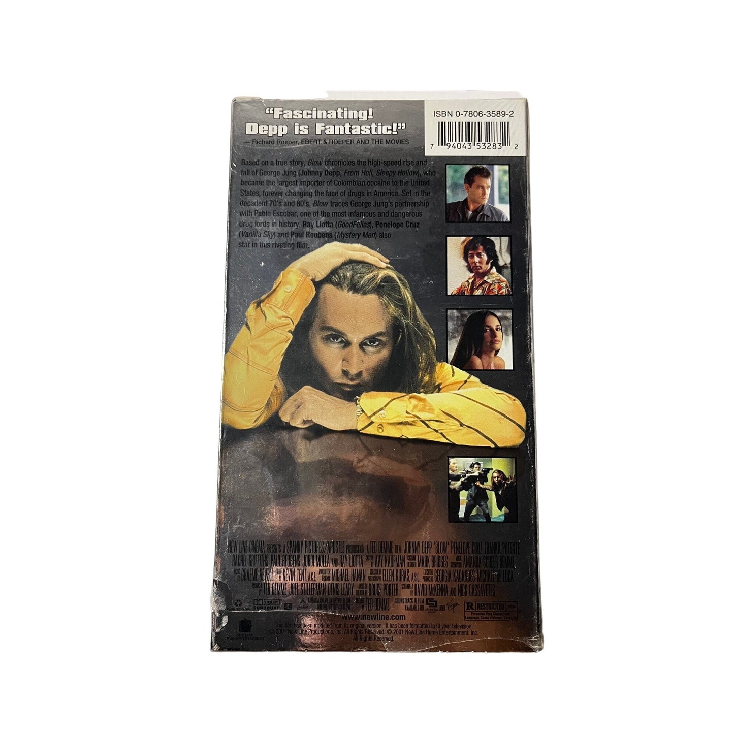 New Line Cinema Blow VHS Cassette Tape Johnny Depp 2001 Y2K 90s Movie Collectible