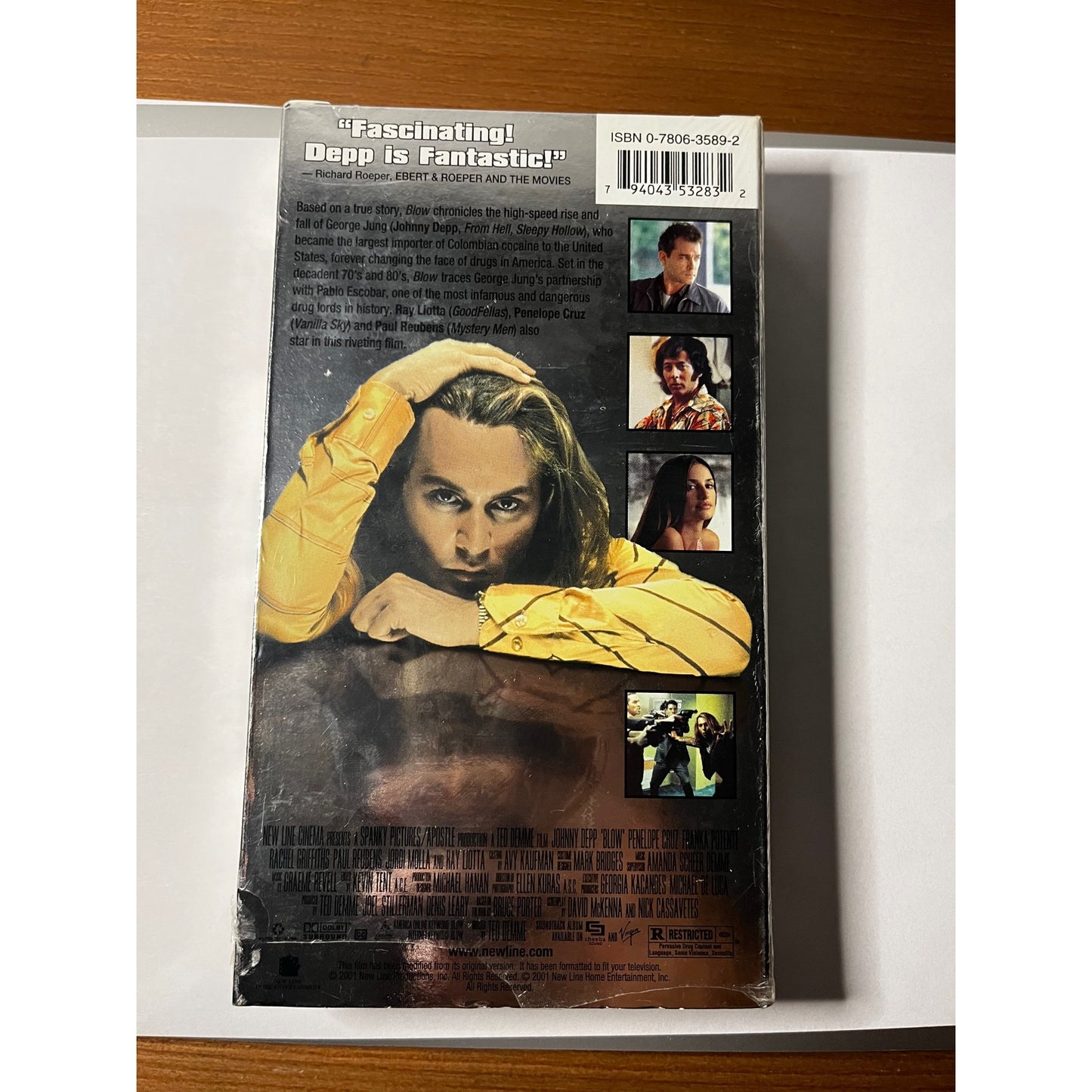 New Line Cinema Blow VHS Cassette Tape Johnny Depp 2001 Y2K 90s Movie Collectible
