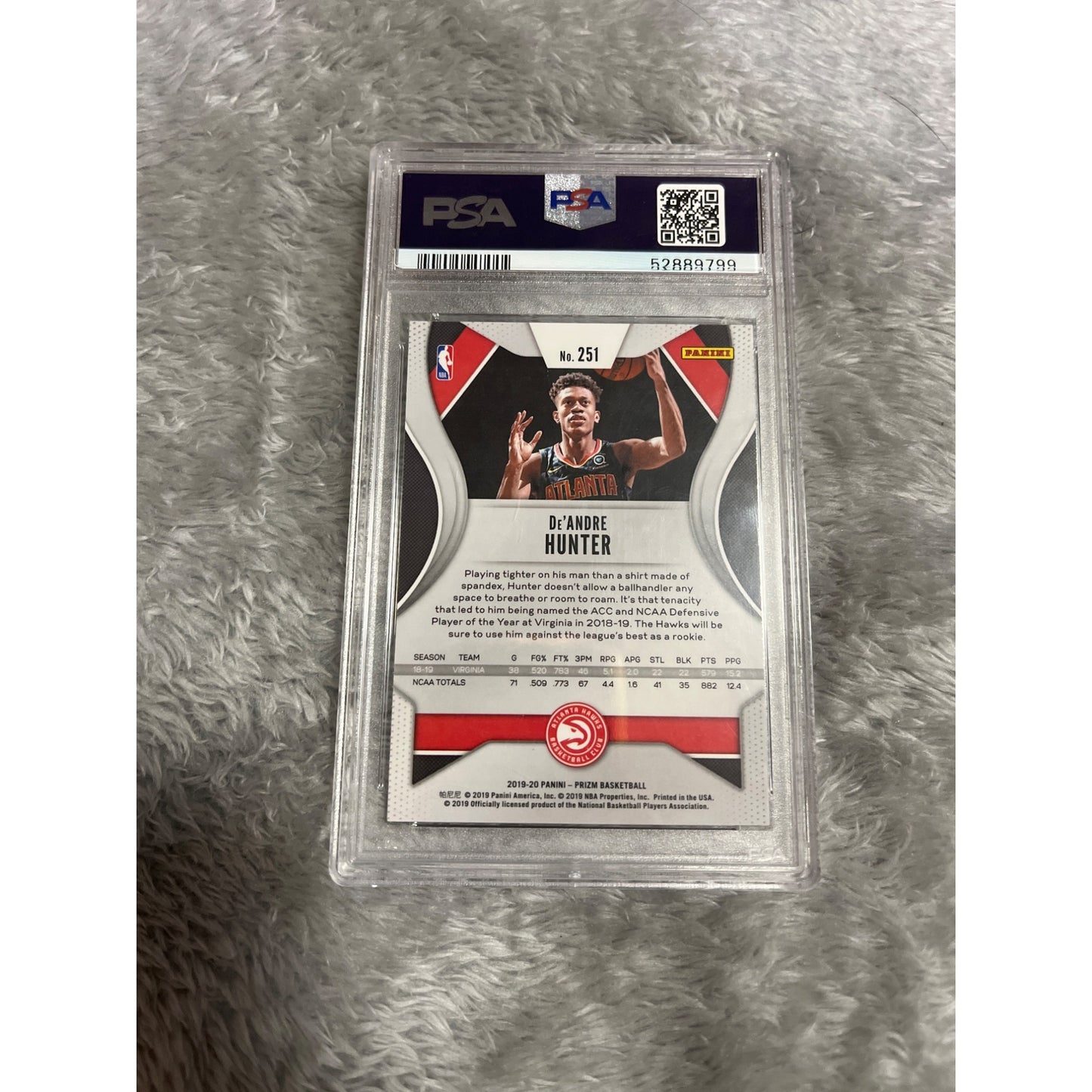 2019 Panini Prizm De’Andre Hunter #251 PSA 9 Rookie