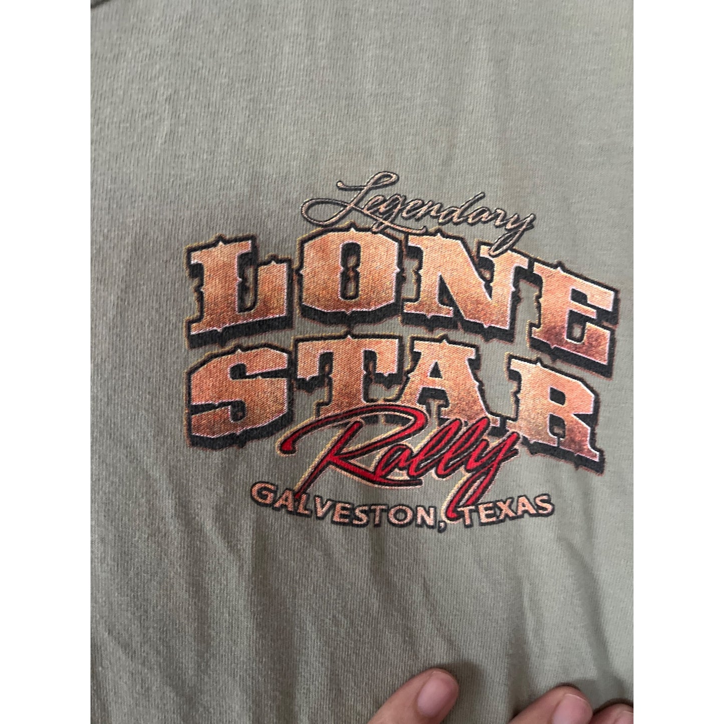 Port & Company Galveston Lone Star Rally 2016 Short Sleeve Tee Olive Mens Size XL