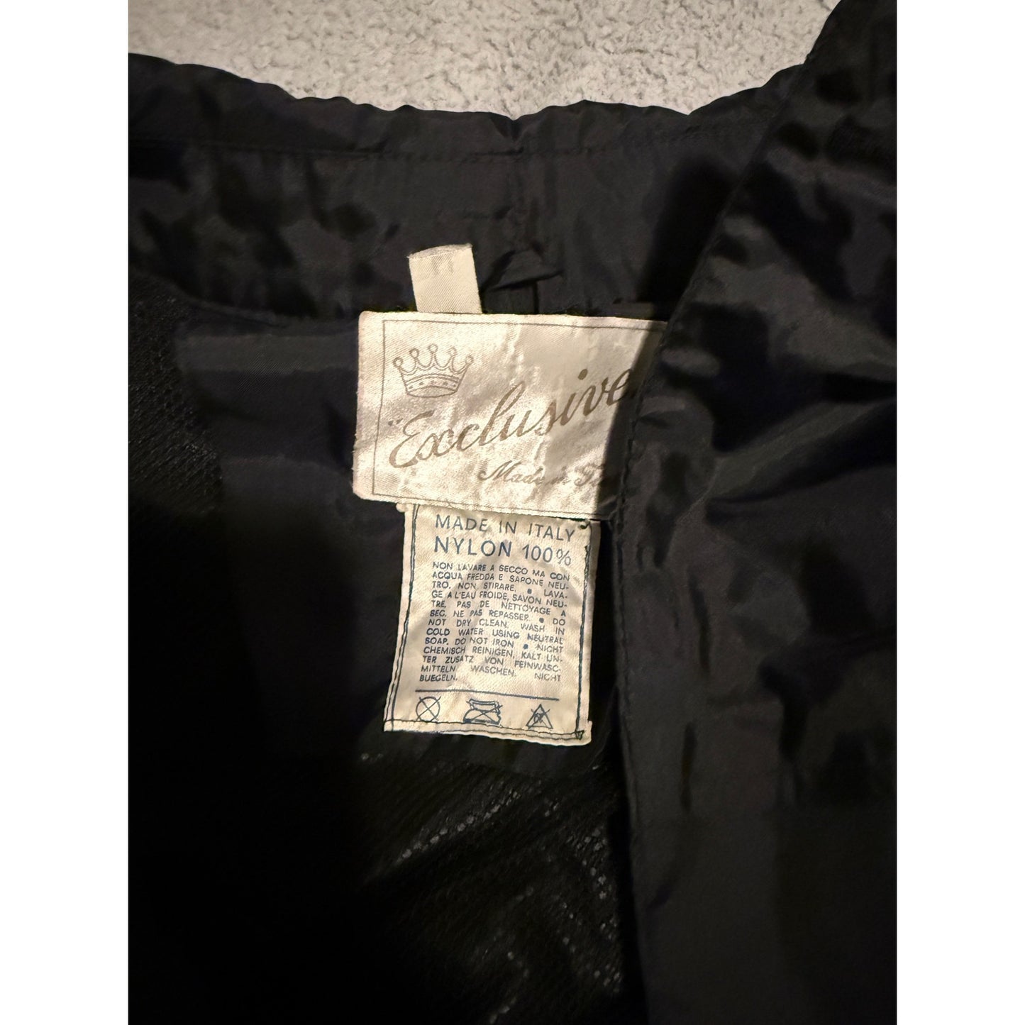 Vintage 80s Exclusive Lightweight Trench Coat Overcoat Womens Black Nylon Made Italy Size L