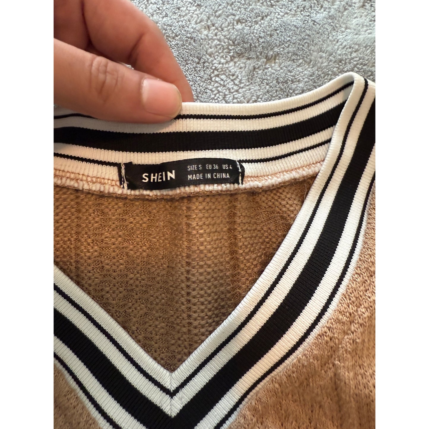 SHEIN EZwear Varsity Striped Cropped Sweater Vest Size S
