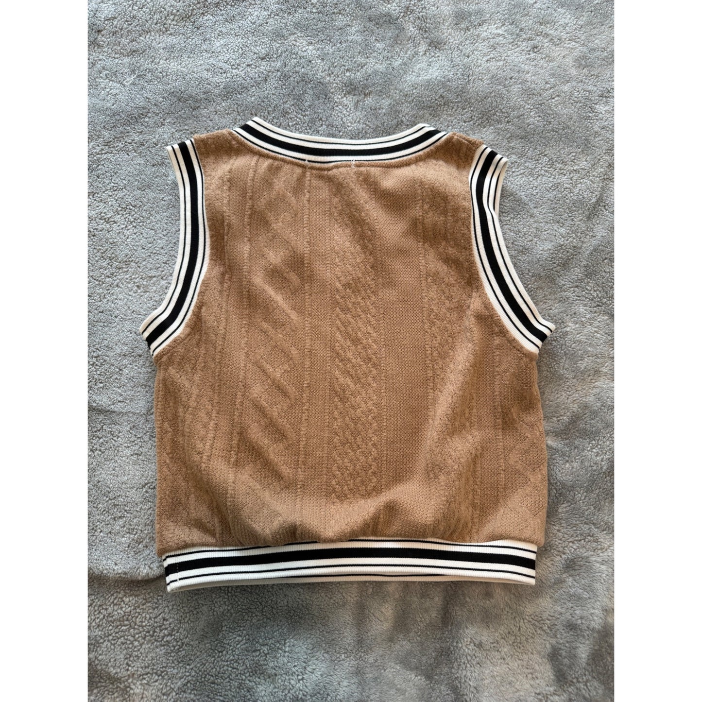 SHEIN EZwear Varsity Striped Cropped Sweater Vest Size S