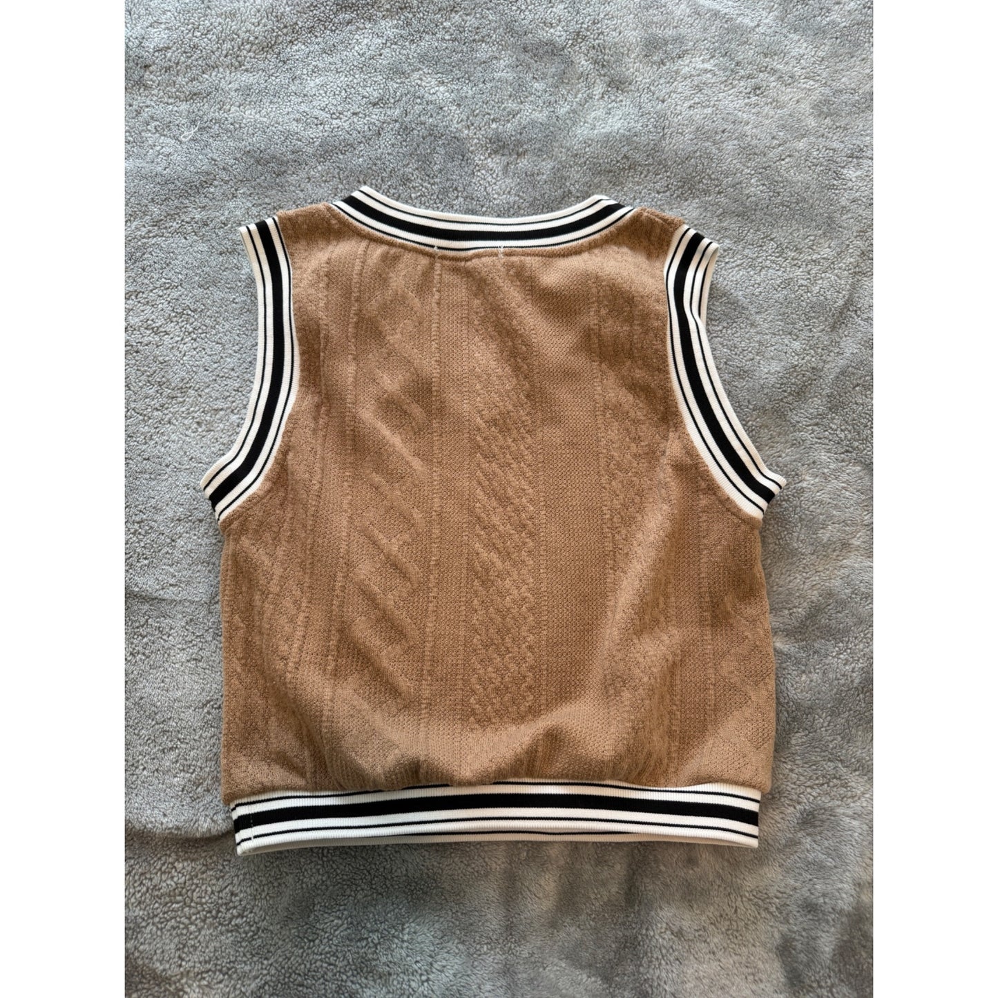 SHEIN EZwear Varsity Striped Cropped Sweater Vest Size S