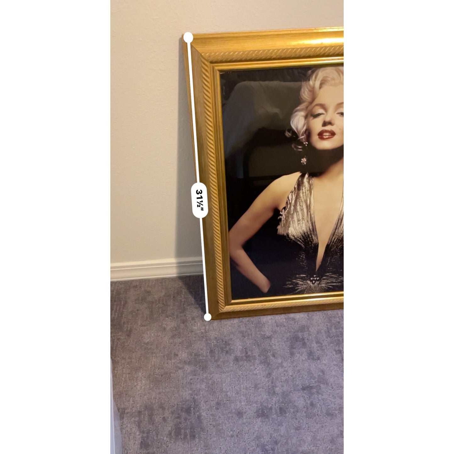 Marilyn Monroe Framed Wall Art Photograph In Gold Dress