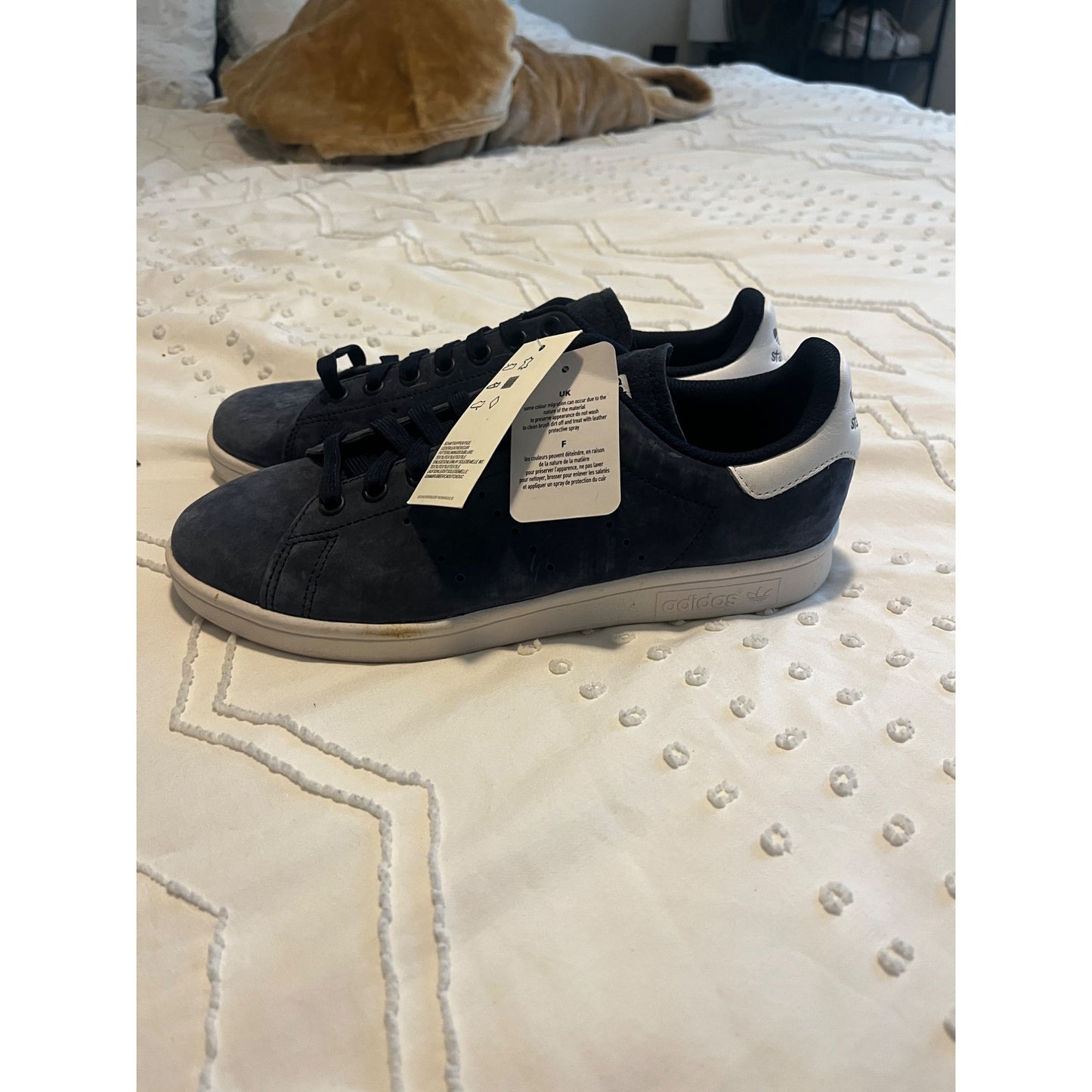 Adidas Stan Smith Mens Collegiate Blue Suede White Sneakers Size 7
