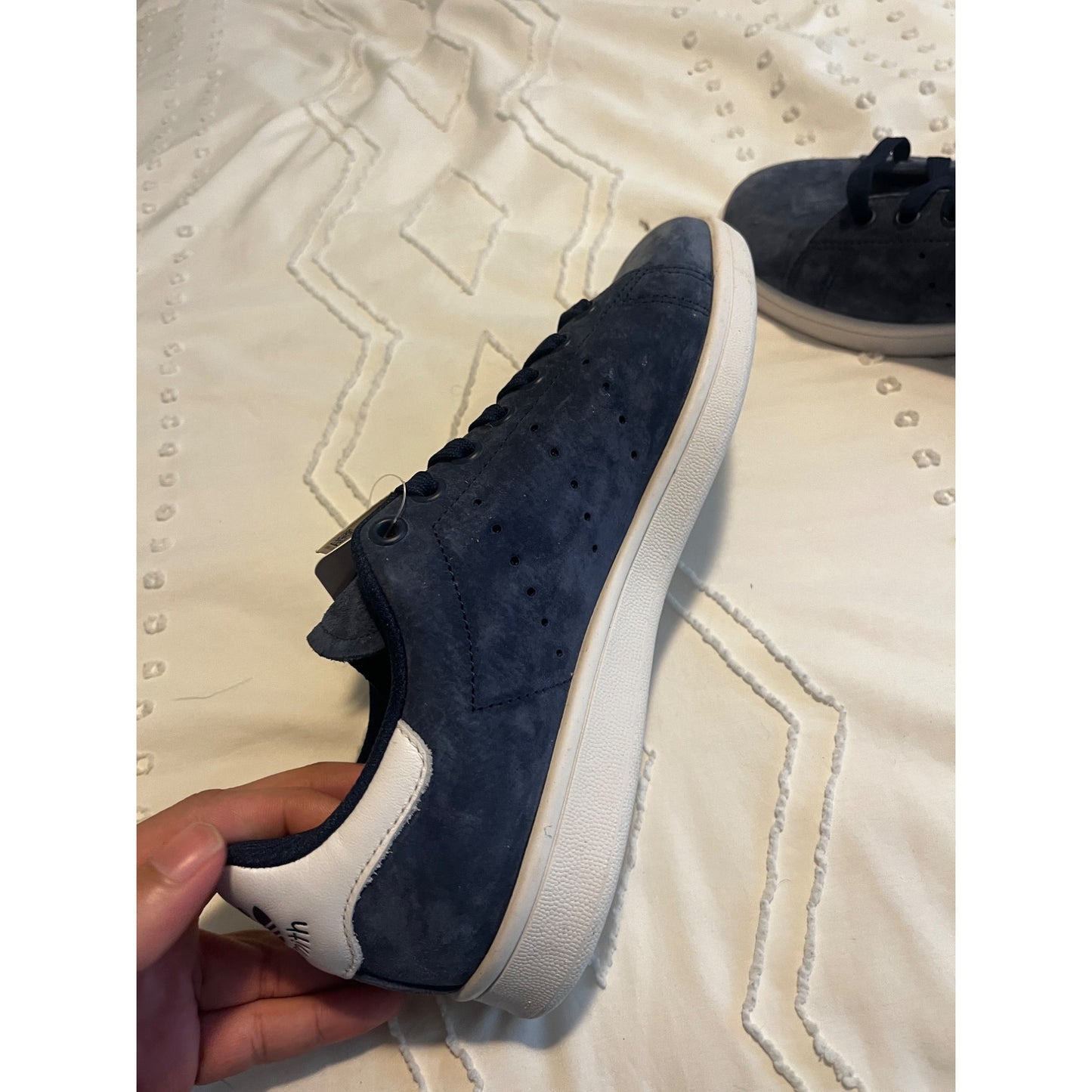 Adidas Stan Smith Mens Collegiate Blue Suede White Sneakers Size 7