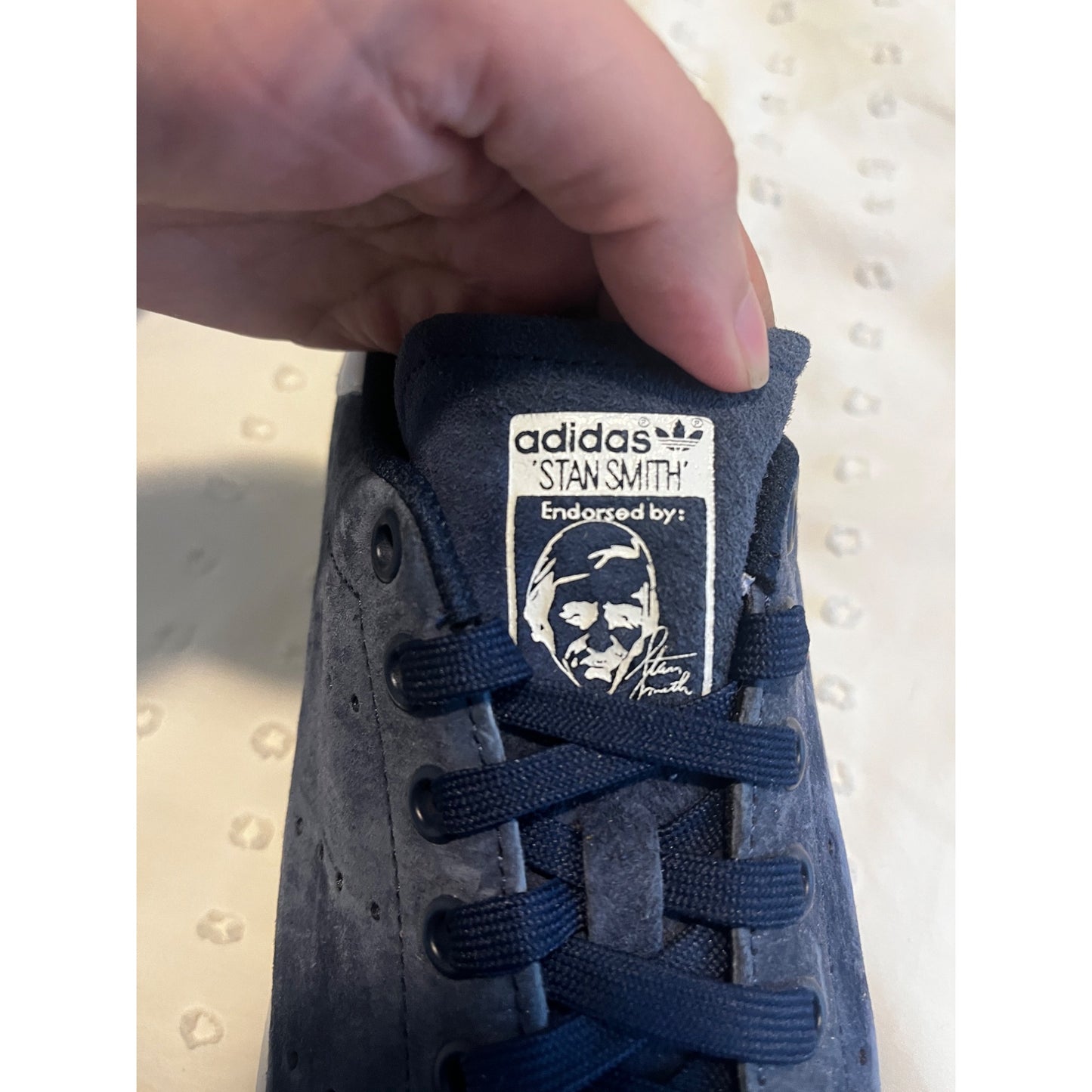 Adidas Stan Smith Mens Collegiate Blue Suede White Sneakers Size 7