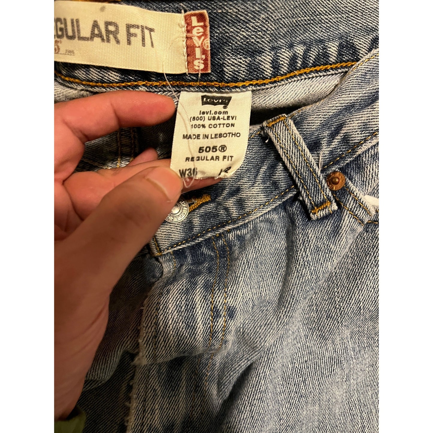 Levi's Regular Fit 505 Straight Leg Denim Jeans I'm Cool Blue Men's Size 36x32