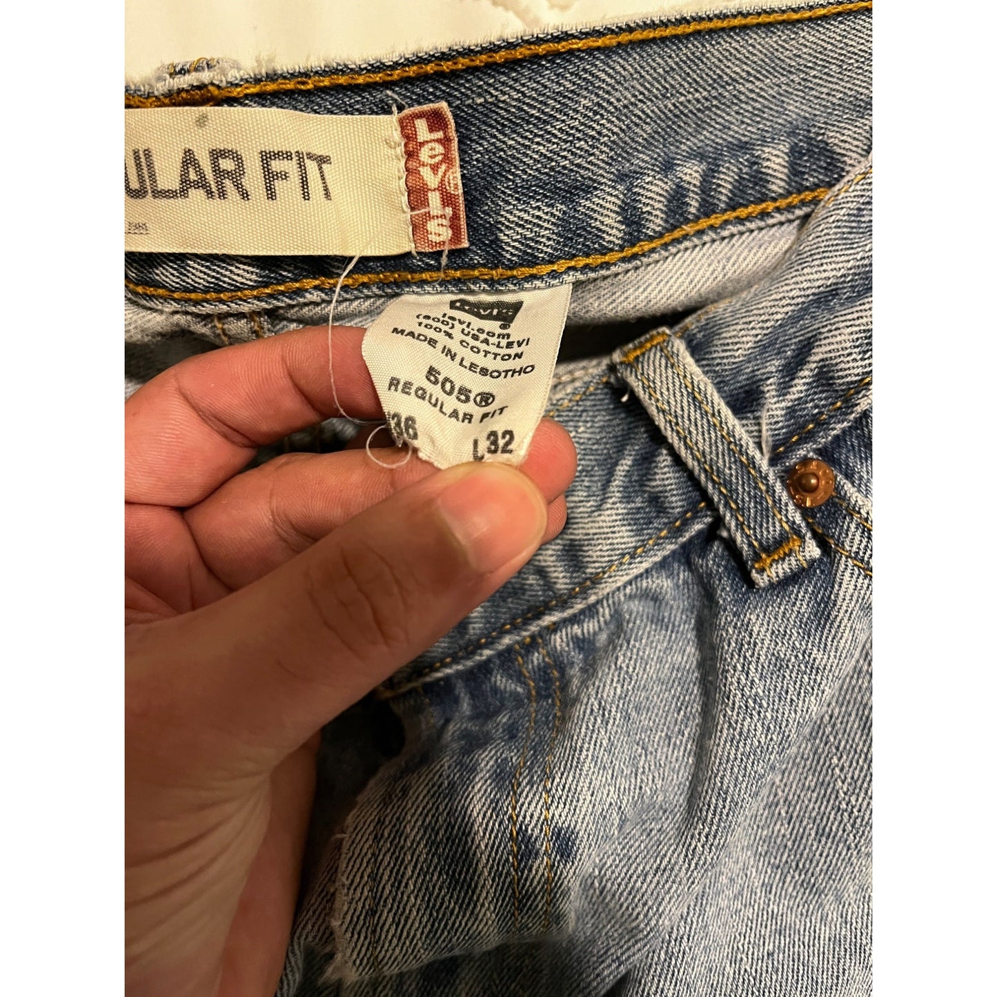 Levi's Regular Fit 505 Straight Leg Denim Jeans I'm Cool Blue Men's Size 36x32