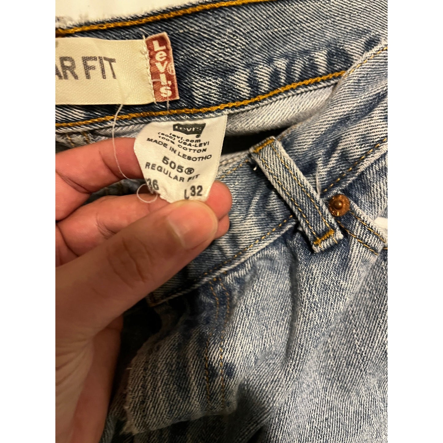 Levi's Regular Fit 505 Straight Leg Denim Jeans I'm Cool Blue Men's Size 36x32