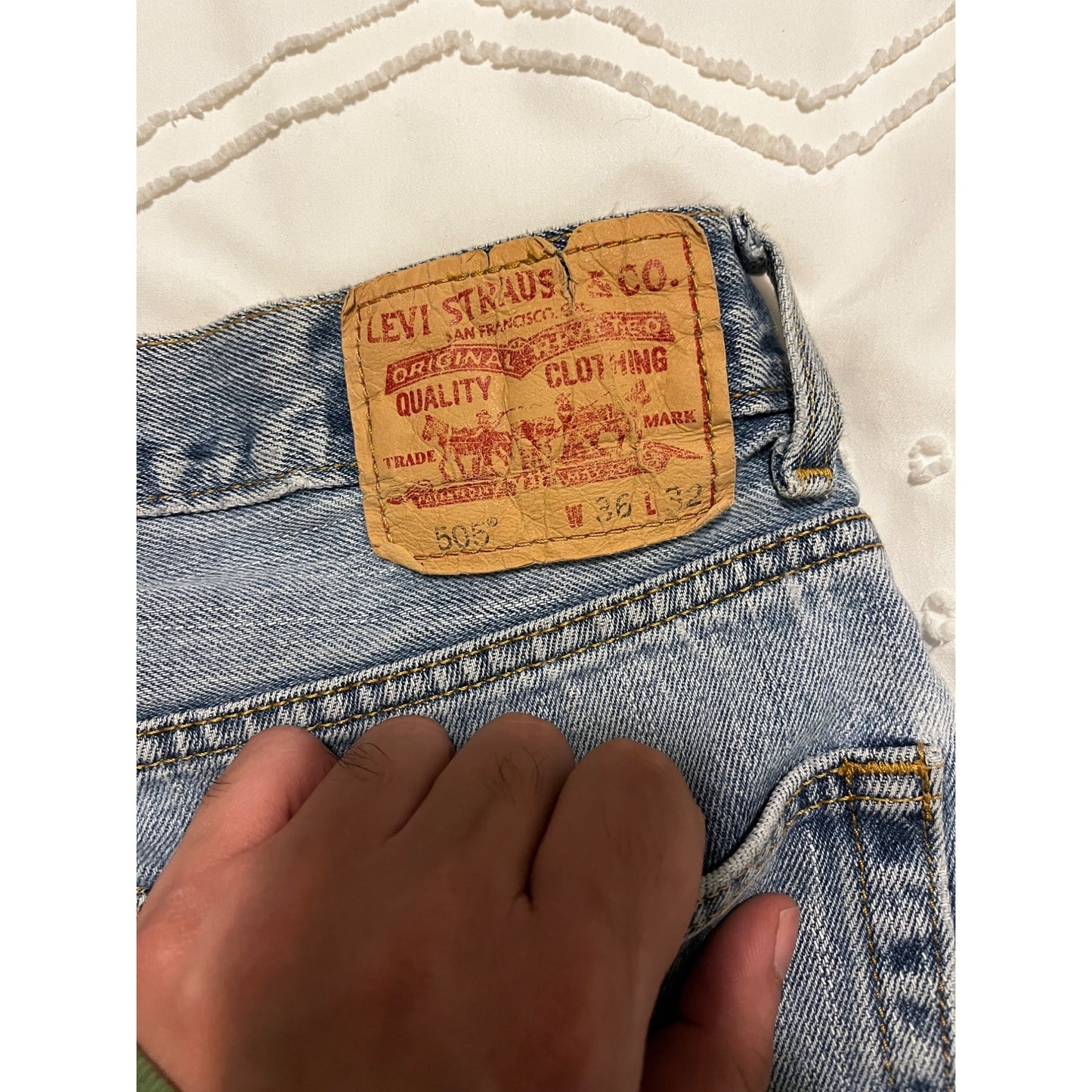 Levi's Regular Fit 505 Straight Leg Denim Jeans I'm Cool Blue Men's Size 36x32
