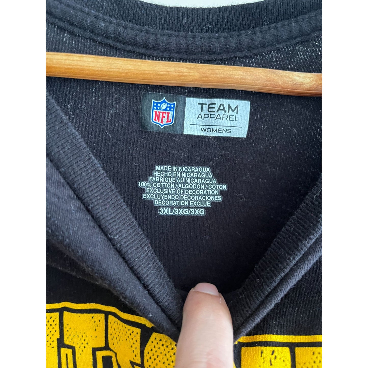 NFL Team Pittsburg Steelers Cotton #33 Short Sleeve Tee Black Women's Size M