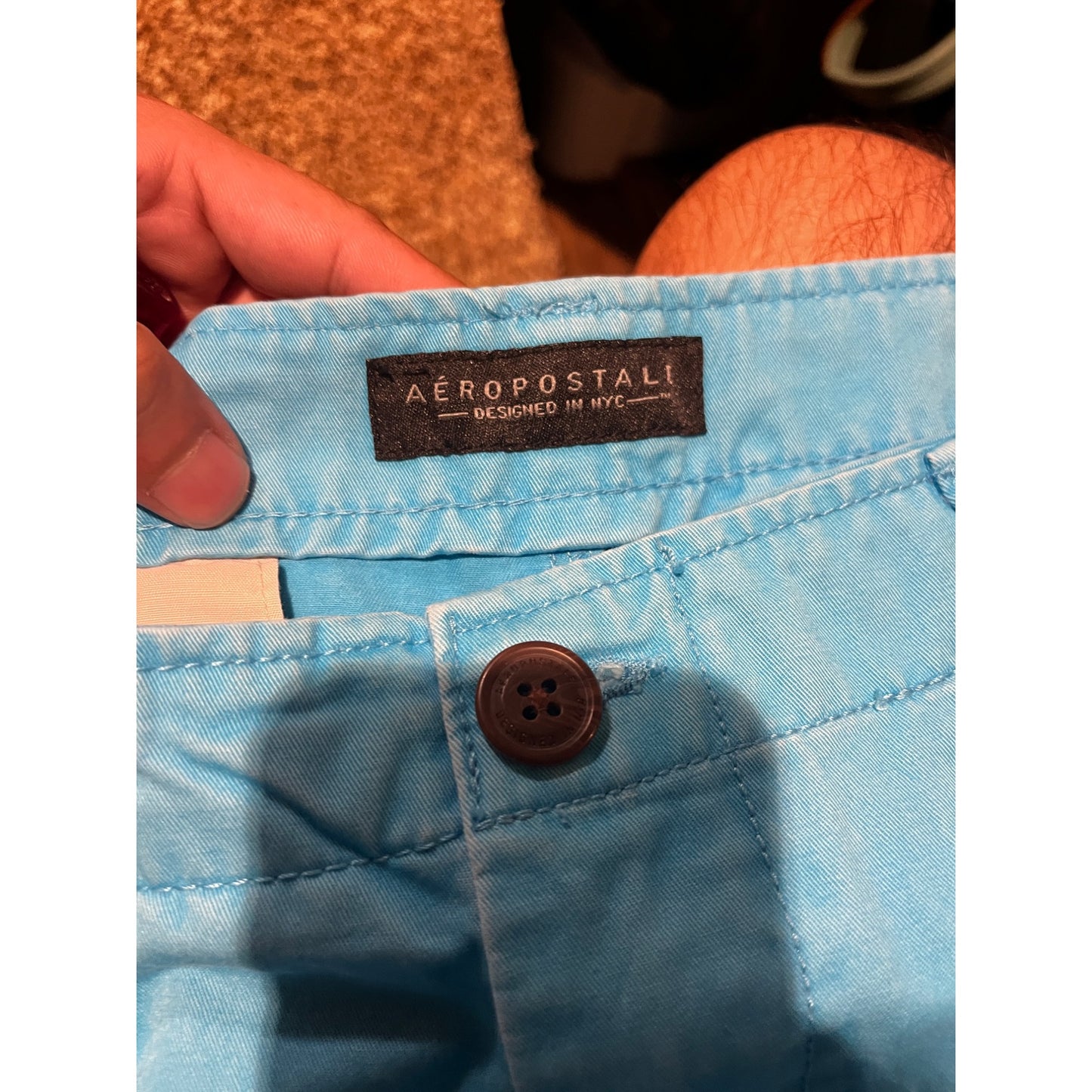 Aeropostale Womens Aqua Blue Bermuda Chino Shorts Size 32