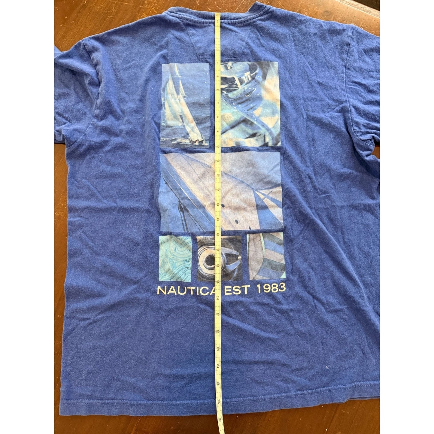 Nautica T-Shirt Men's M Navy Blue Sailing Photo Graphic Est 1983 Nautical