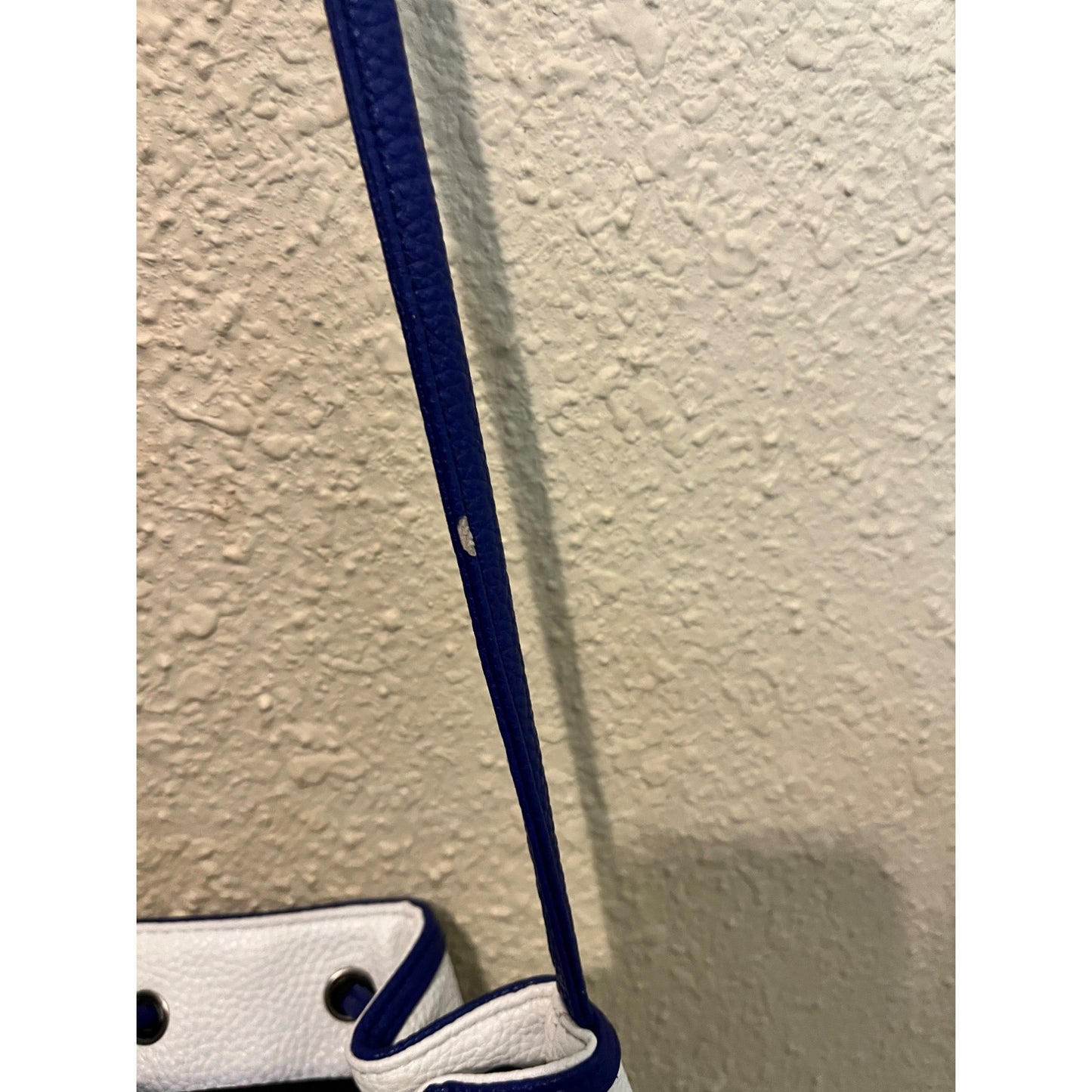 Joe Boxer Faux Leather 90's Y2K Vintage Blue White Crossbody Pull String Bag