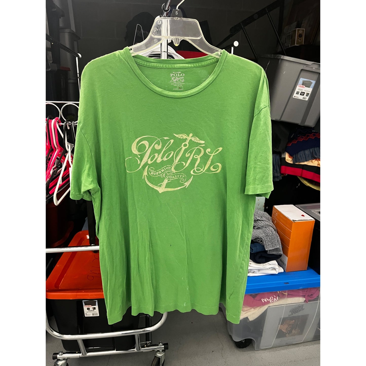 POLO Ralp Lauren Casual Street Style Pullover Graphic T-Shirt Green Men's Size L