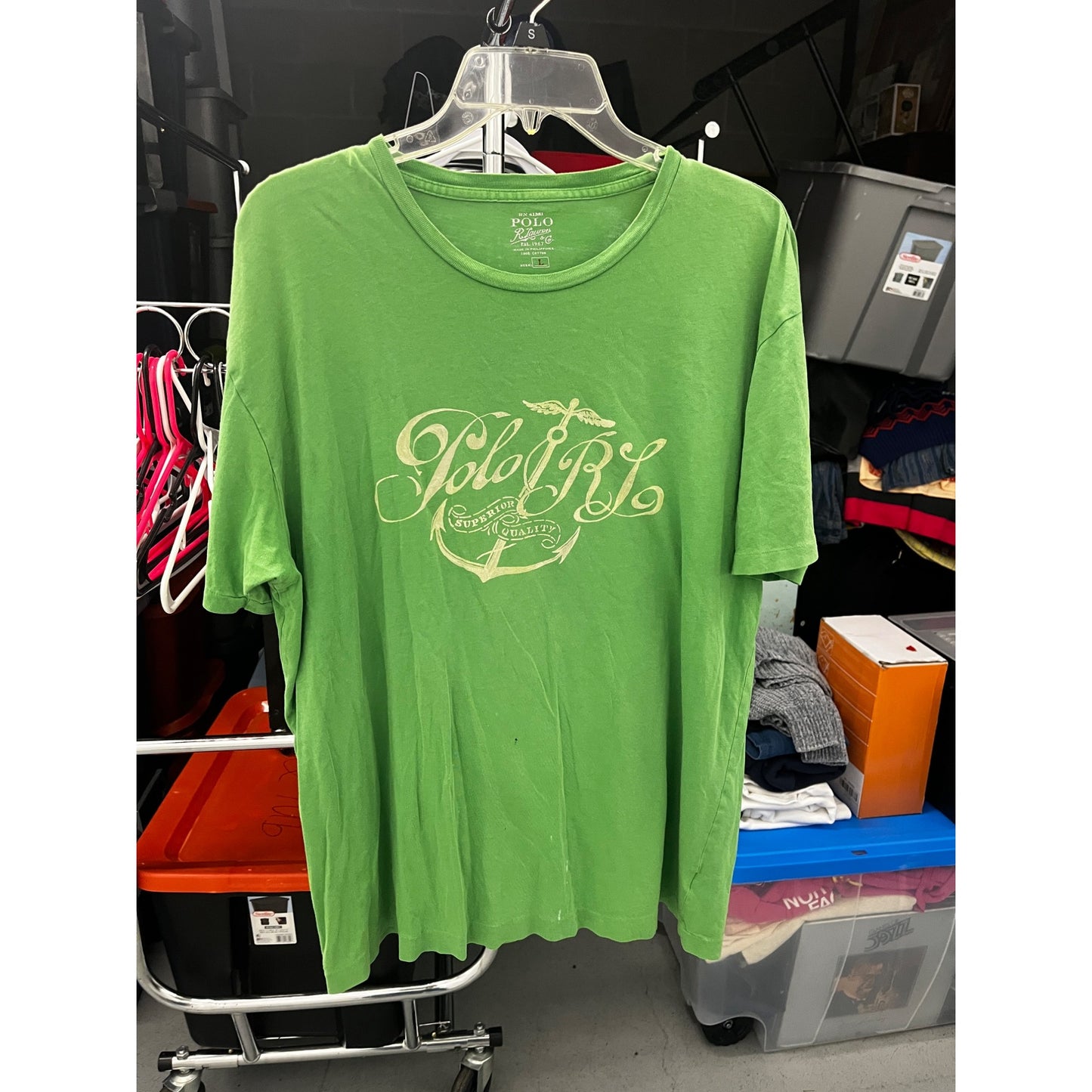 POLO Ralp Lauren Casual Street Style Pullover Graphic T-Shirt Green Men's Size L