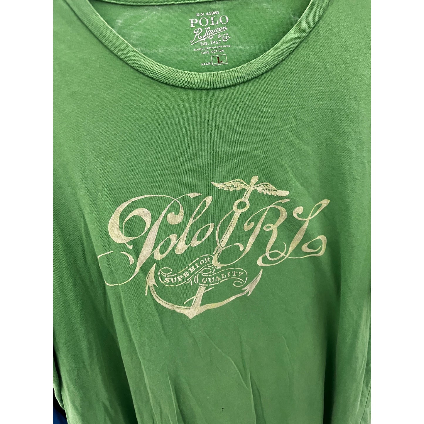 POLO Ralp Lauren Casual Street Style Pullover Graphic T-Shirt Green Men's Size L