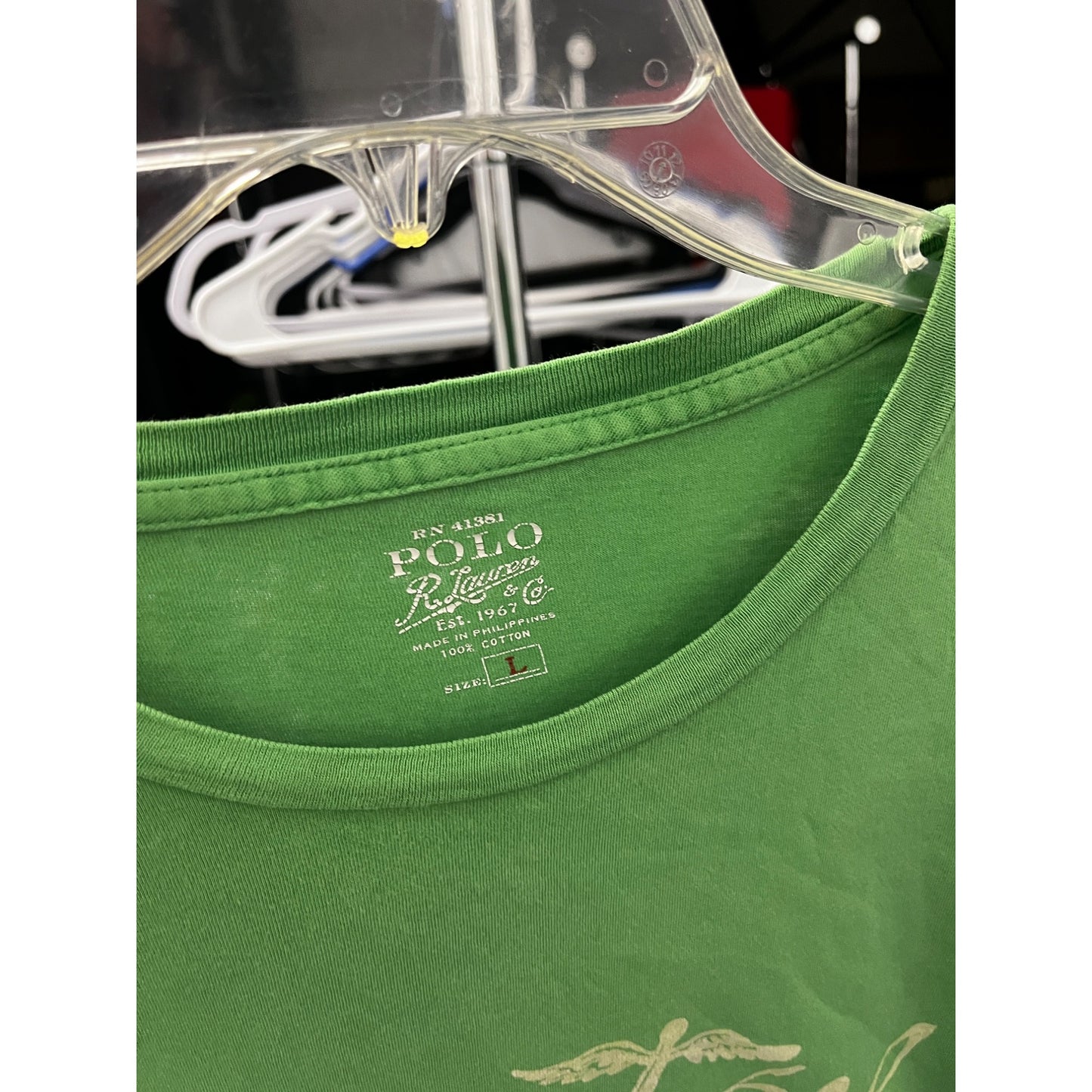 POLO Ralp Lauren Casual Street Style Pullover Graphic T-Shirt Green Men's Size L