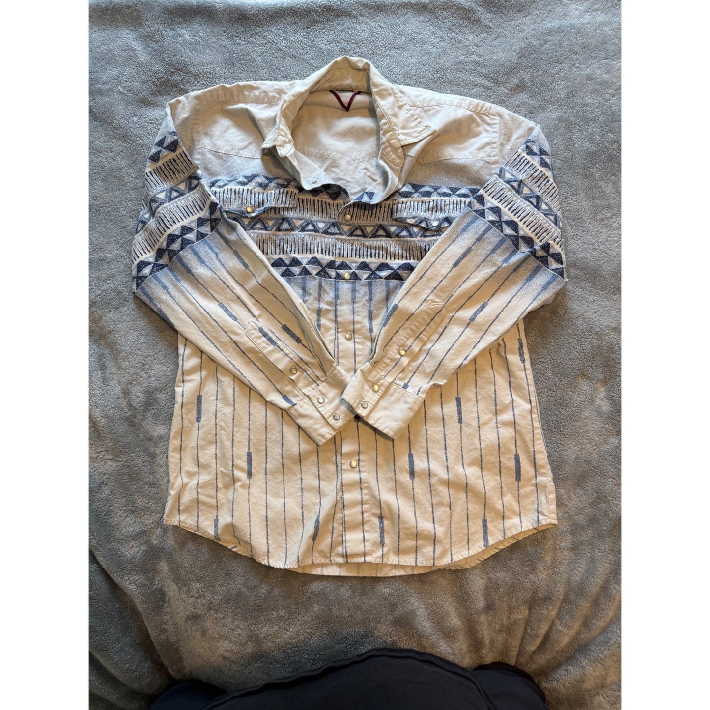 Vintage 80’s Cowboy Turtle Association Western Pattern Button Down Shirt – Size L