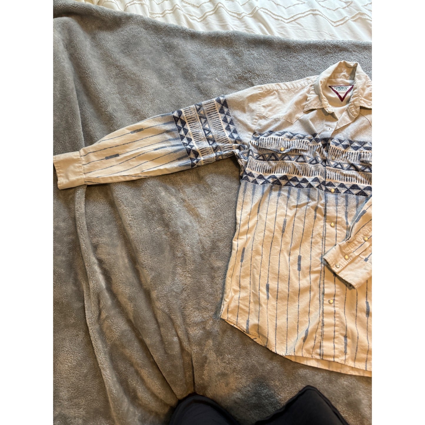 Vintage 80’s Cowboy Turtle Association Western Pattern Button Down Shirt – Size L