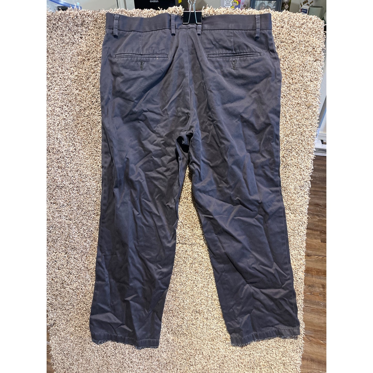 Dockers Mens Straight Fit Dark Grey Pants Size 36x29