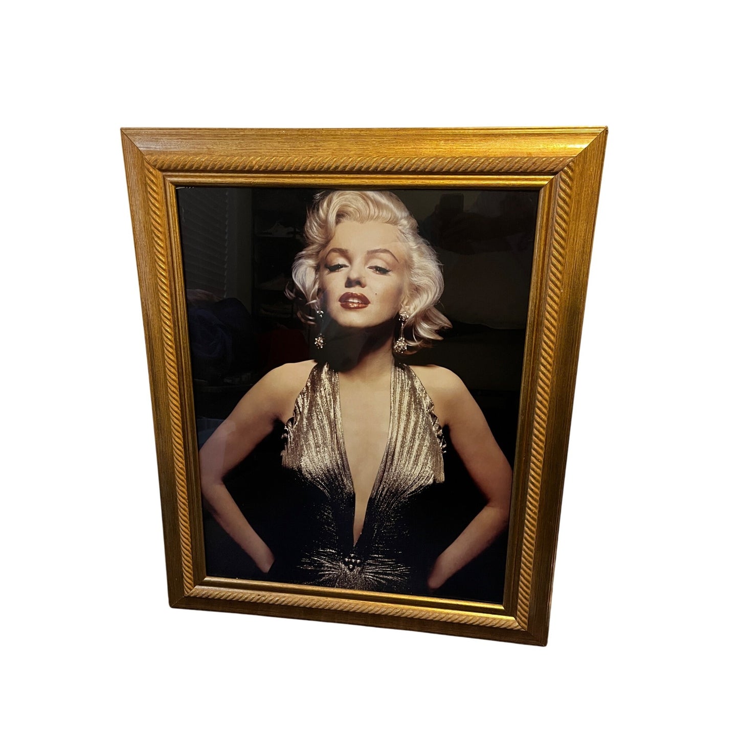 Marilyn Monroe Framed Wall Art Photograph In Gold Dress