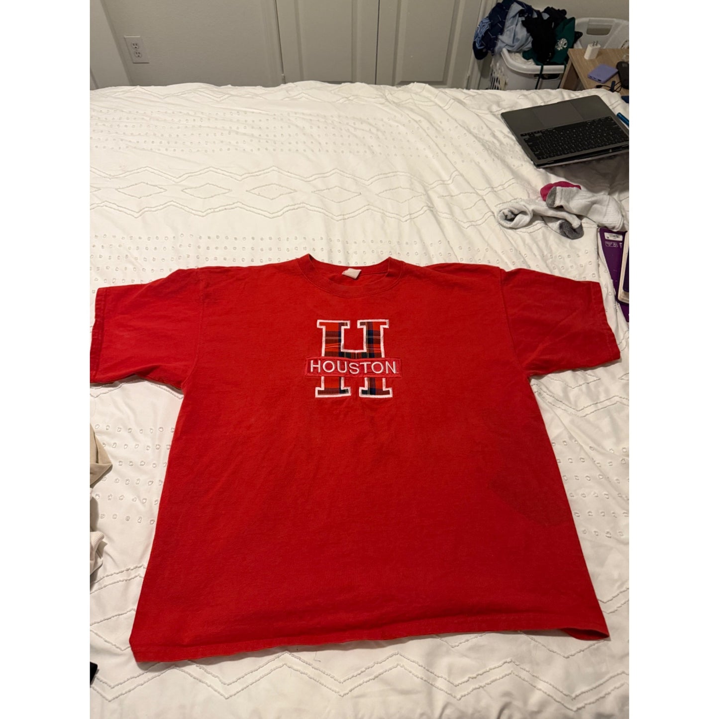 Houston "H" Plaid Red Short Sleeve T-shirt Size 2XL