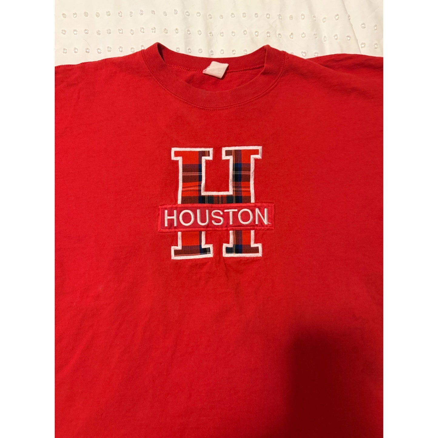 Houston "H" Plaid Red Short Sleeve T-shirt Size 2XL
