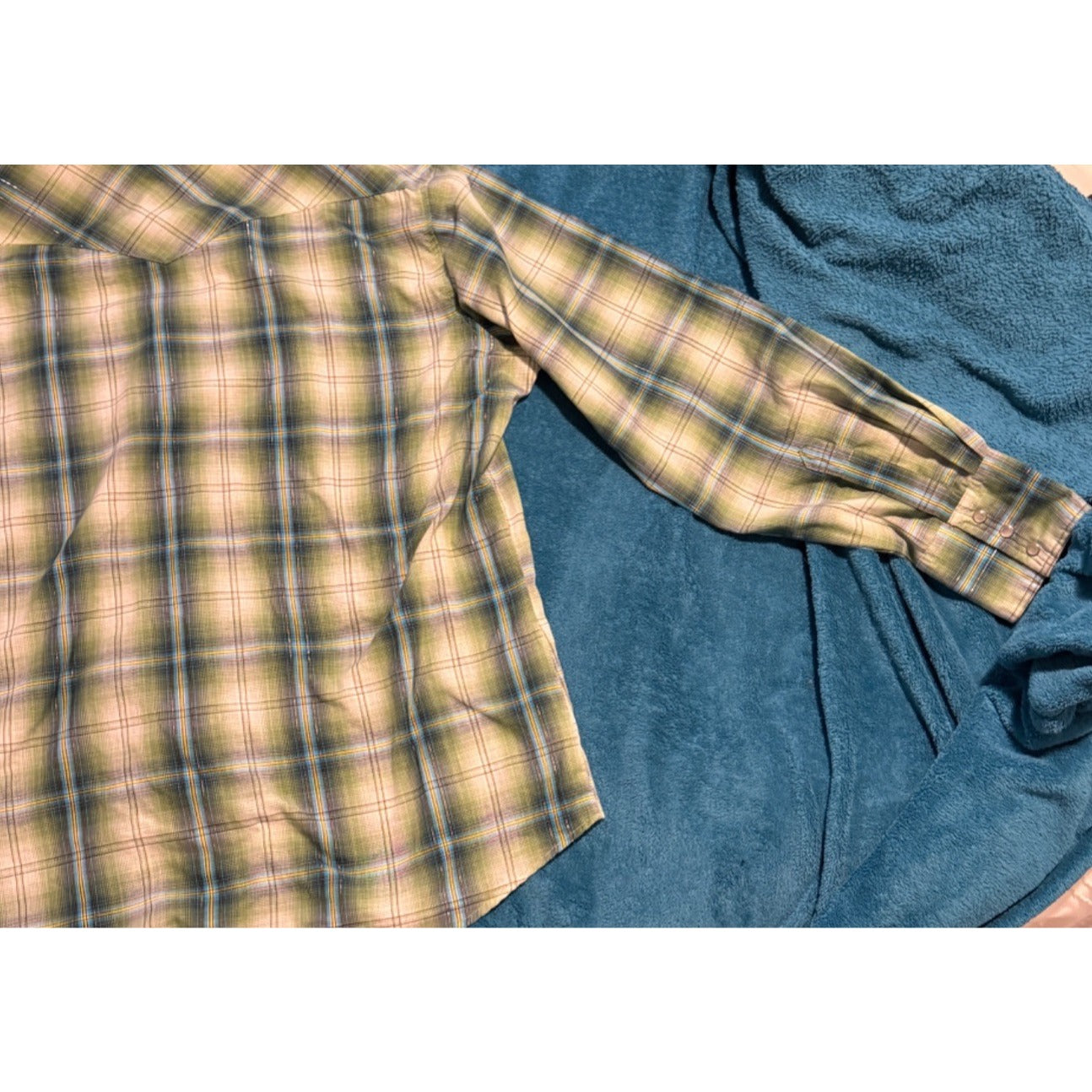 Wrangler Mens Plaid Brown Western Rodeo Pearl Snap Shirt WM103GN Size L