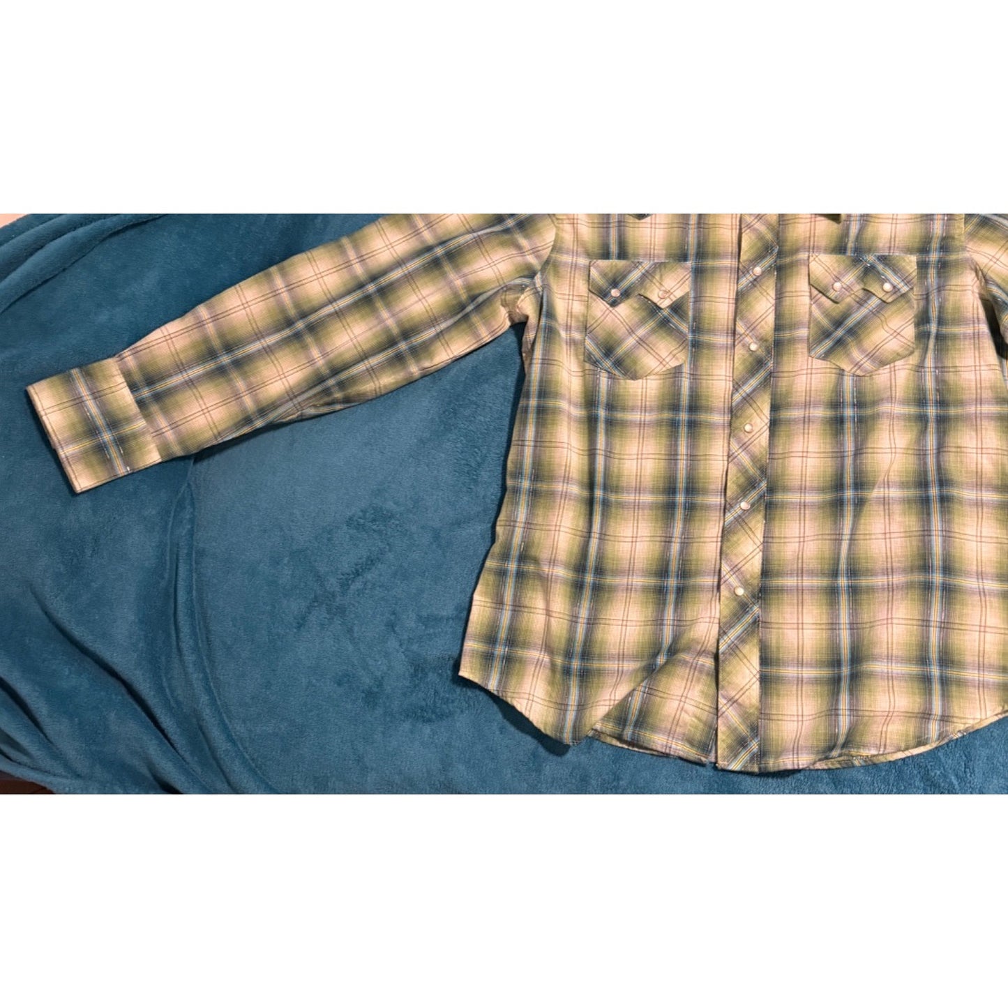 Wrangler Mens Plaid Brown Western Rodeo Pearl Snap Shirt WM103GN Size L