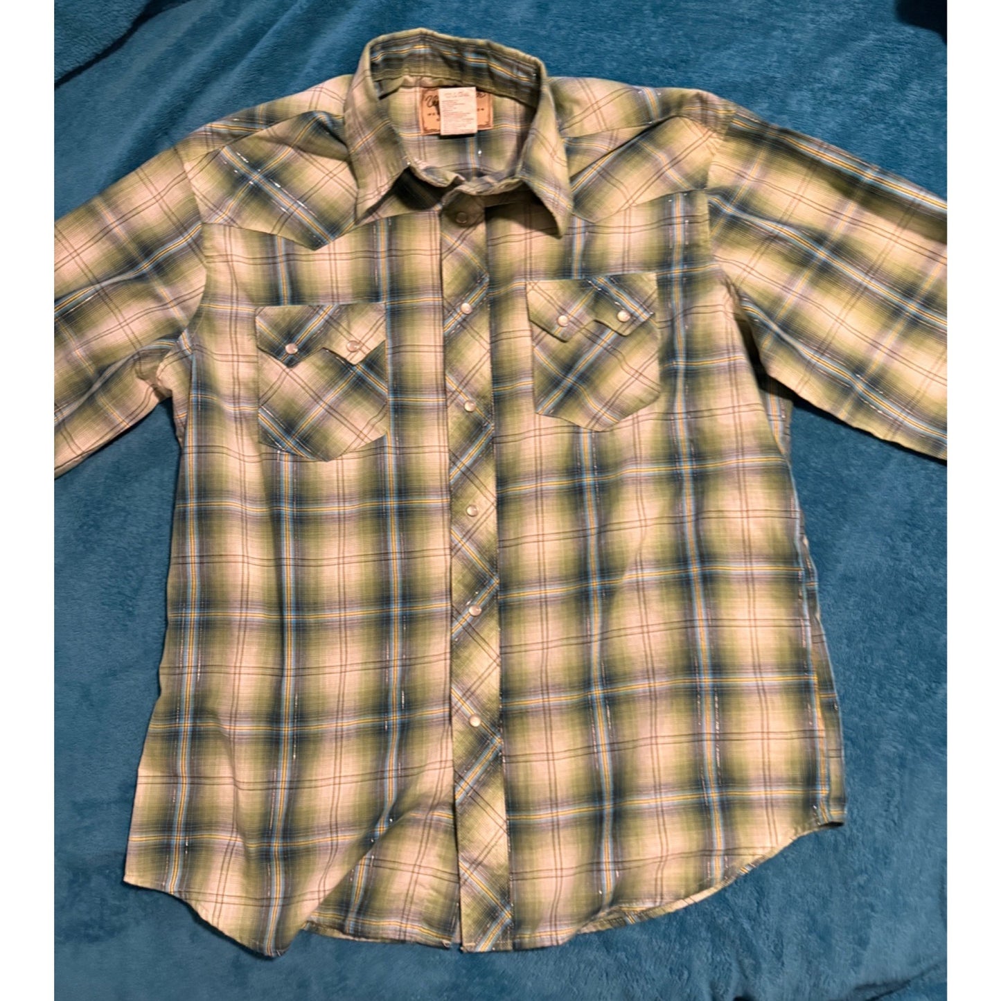 Wrangler Mens Plaid Brown Western Rodeo Pearl Snap Shirt WM103GN Size L