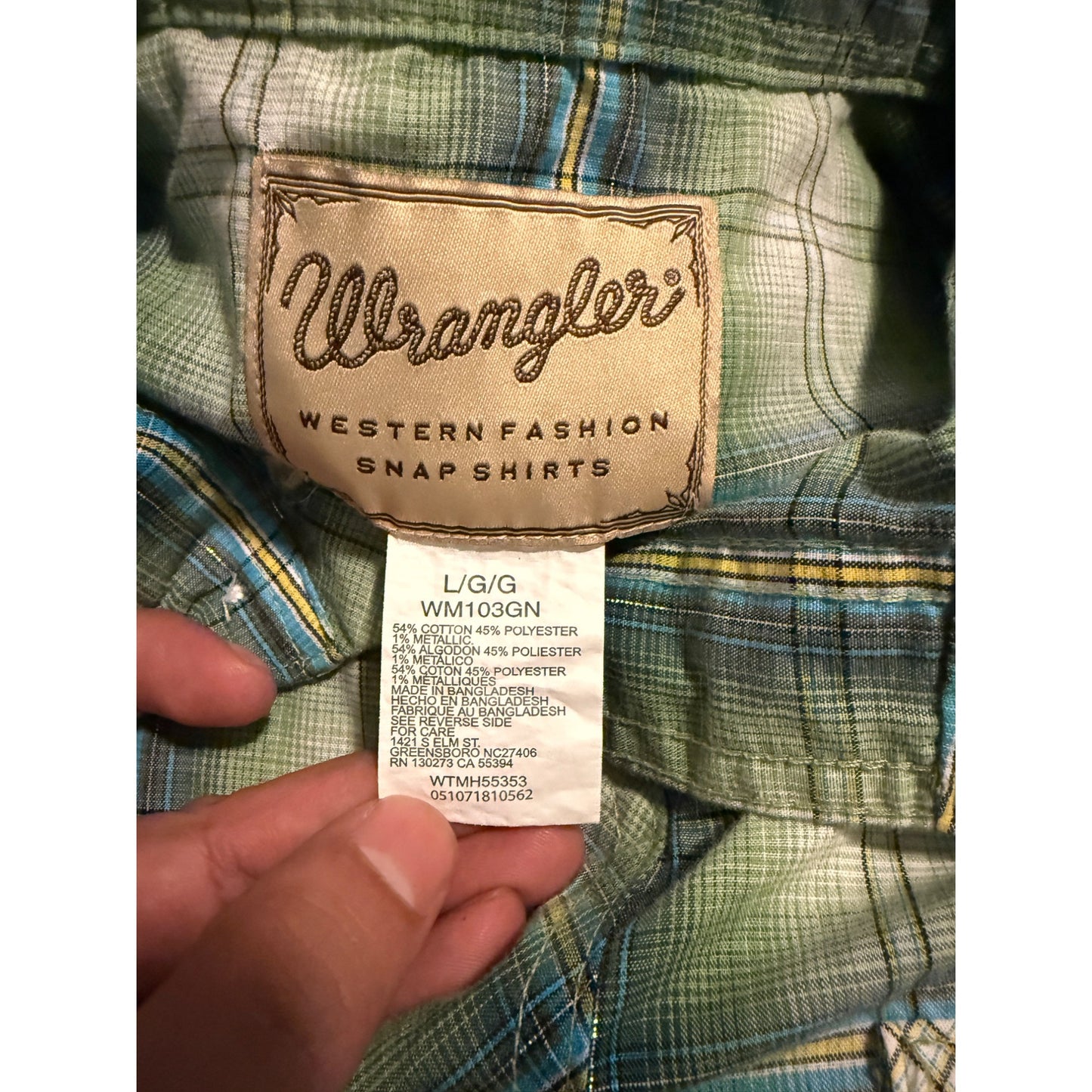 Wrangler Mens Plaid Brown Western Rodeo Pearl Snap Shirt WM103GN Size L
