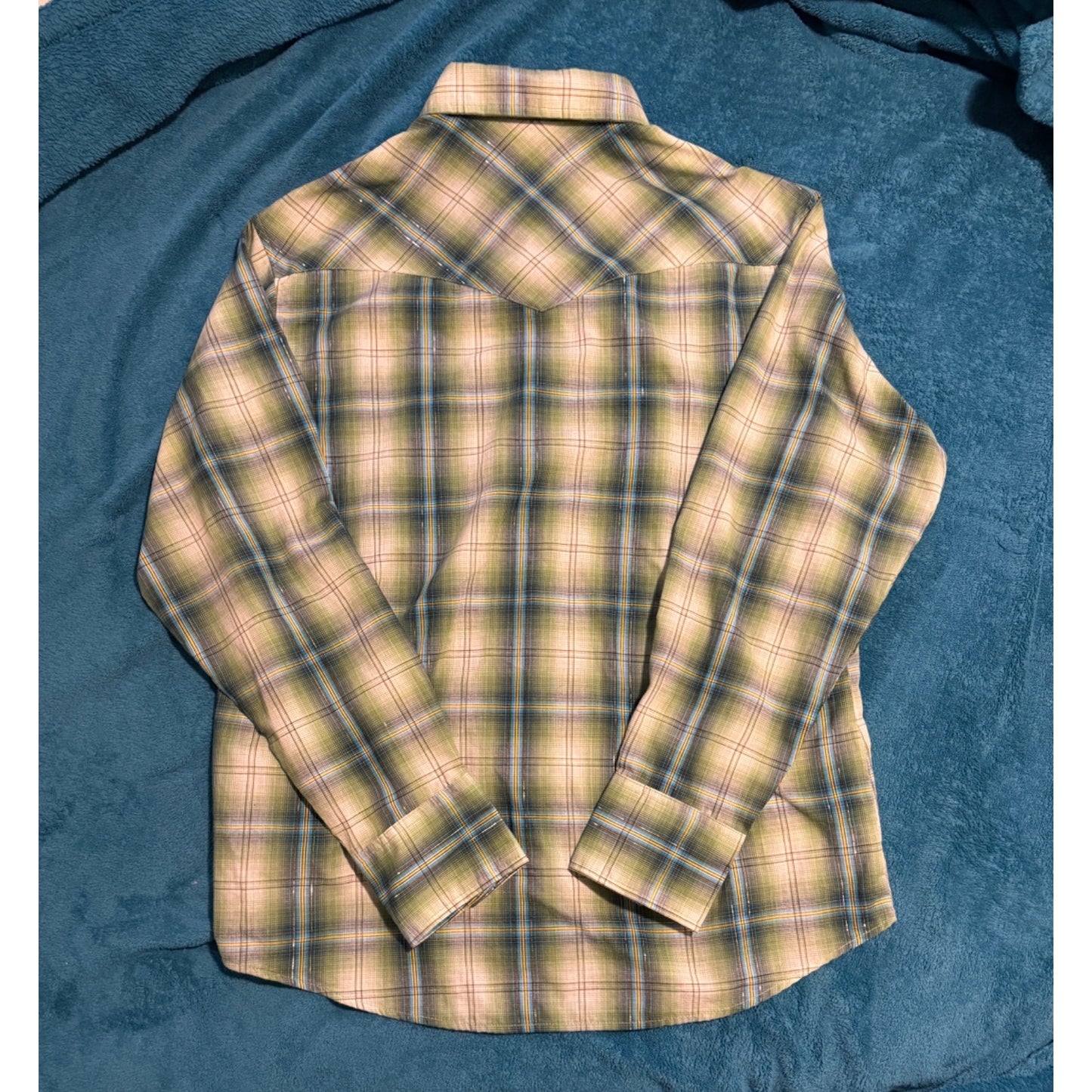 Wrangler Mens Plaid Brown Western Rodeo Pearl Snap Shirt WM103GN Size L