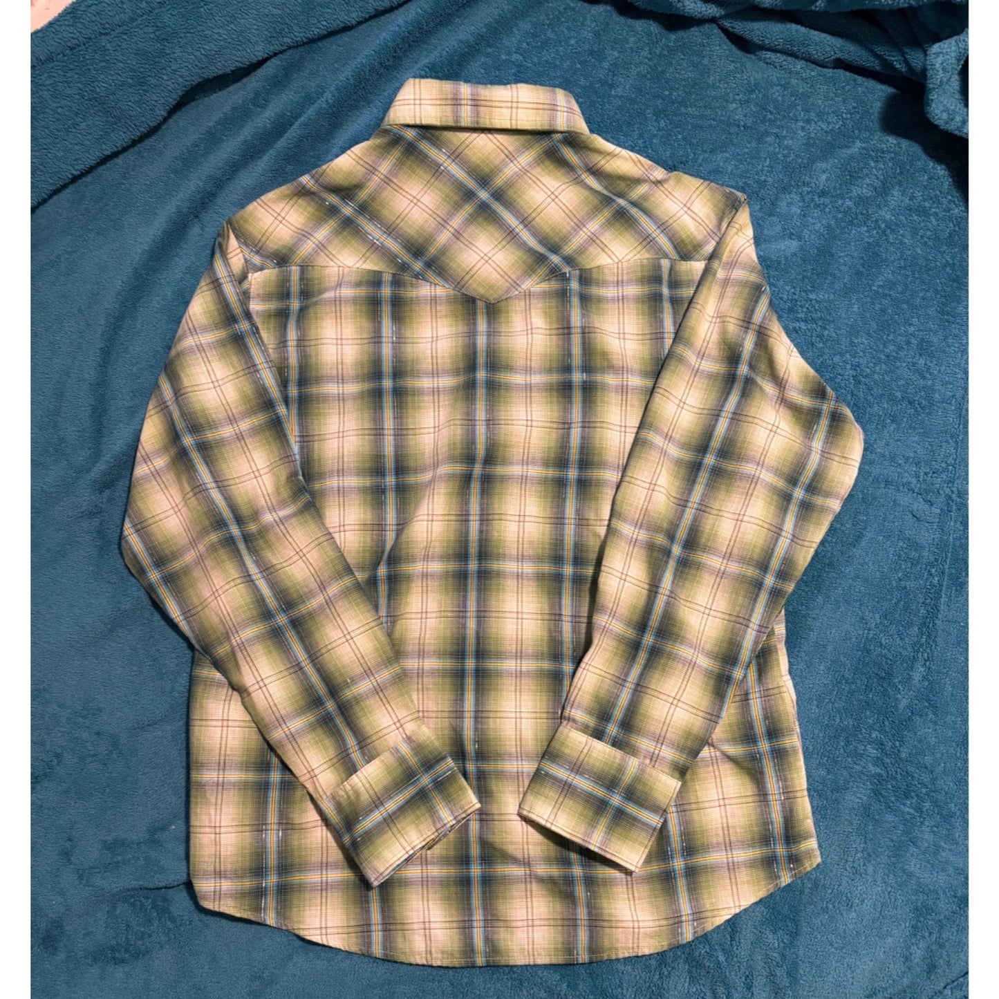 Wrangler Mens Plaid Brown Western Rodeo Pearl Snap Shirt WM103GN Size L