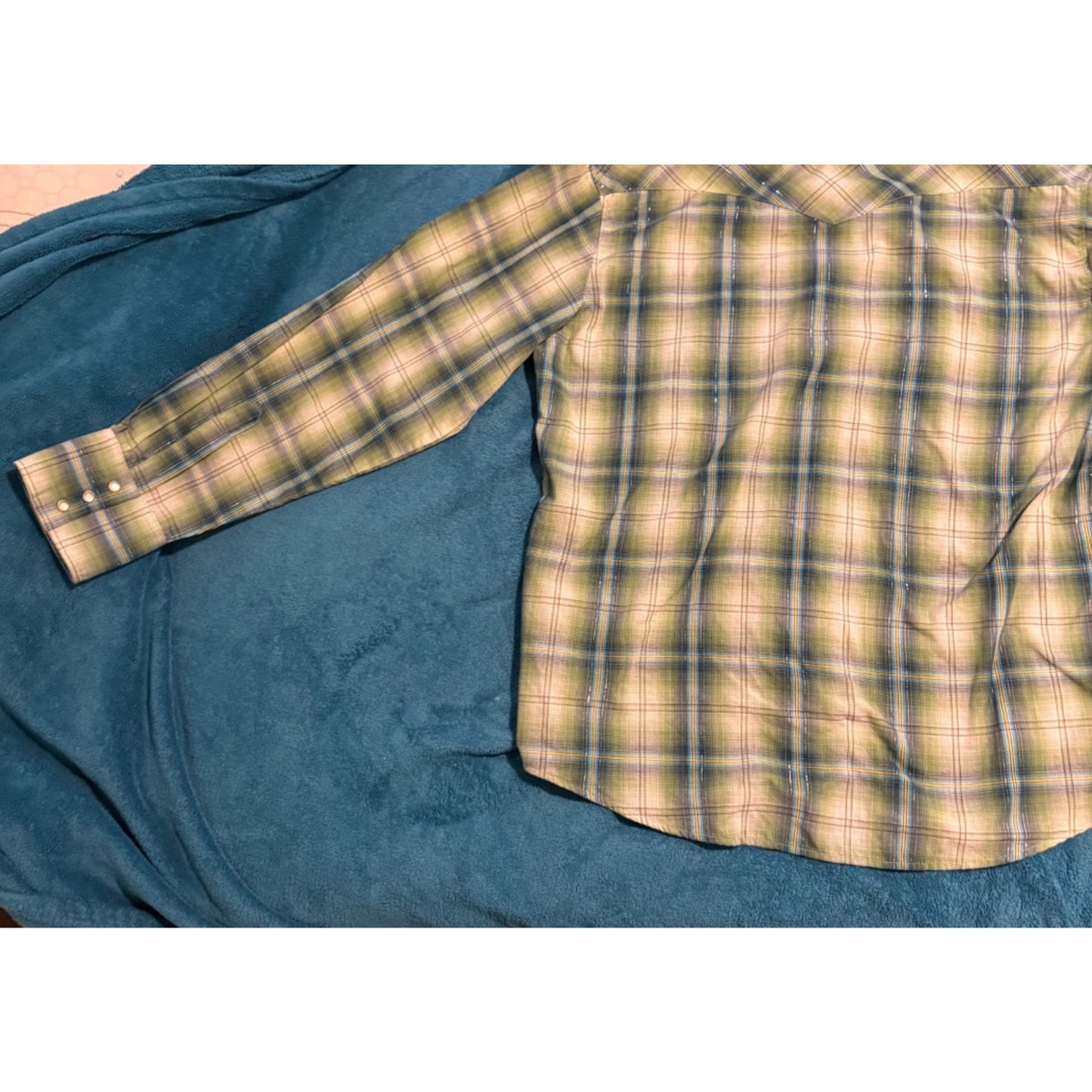 Wrangler Mens Plaid Brown Western Rodeo Pearl Snap Shirt WM103GN Size L