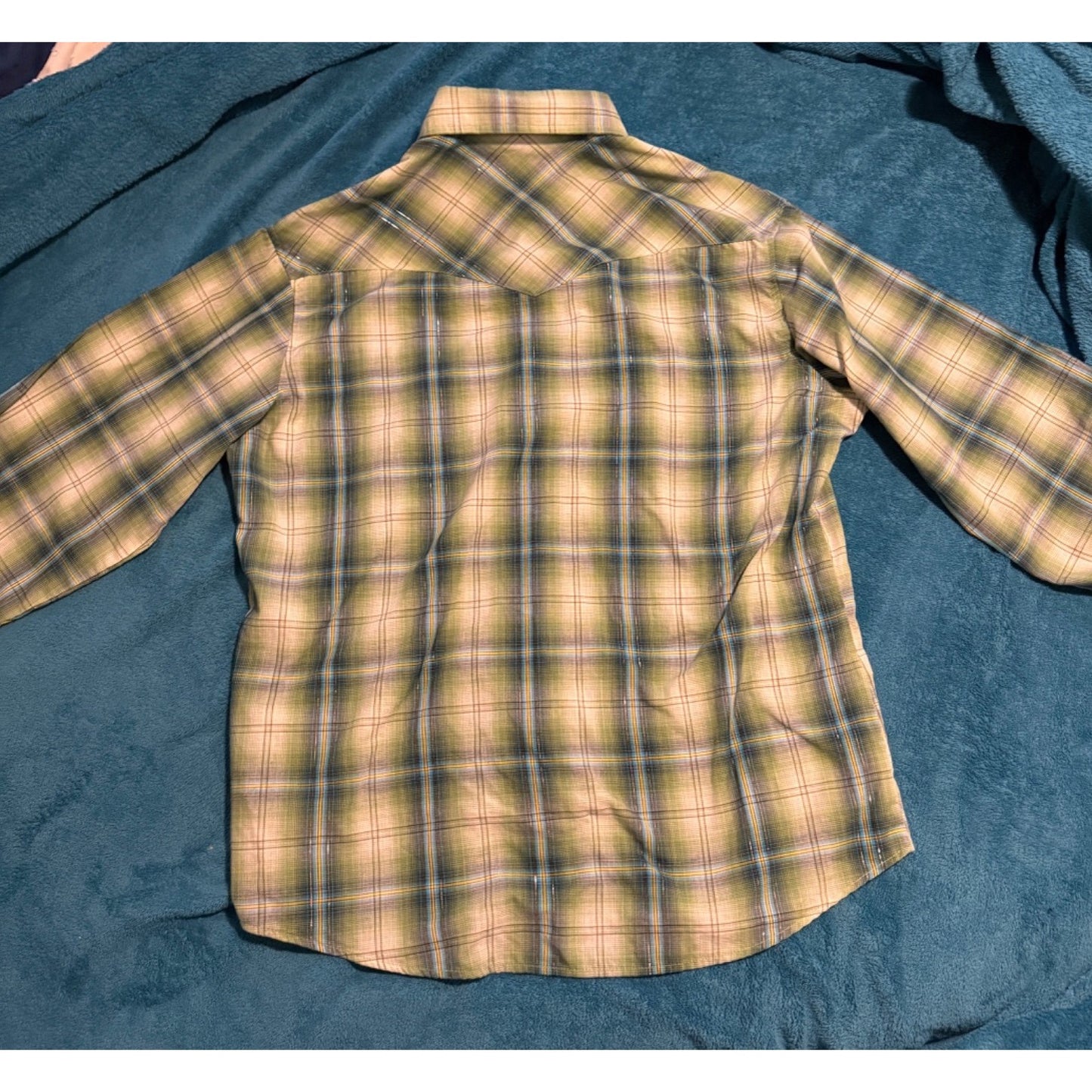 Wrangler Mens Plaid Brown Western Rodeo Pearl Snap Shirt WM103GN Size L