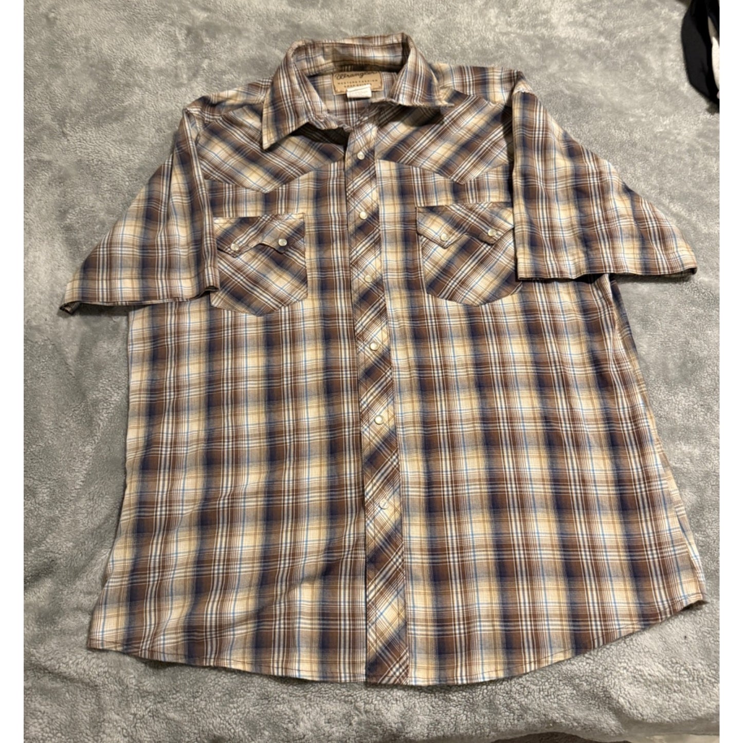 Wrangler Western Pearl Snap Button Down Plaid Shirt – Size L