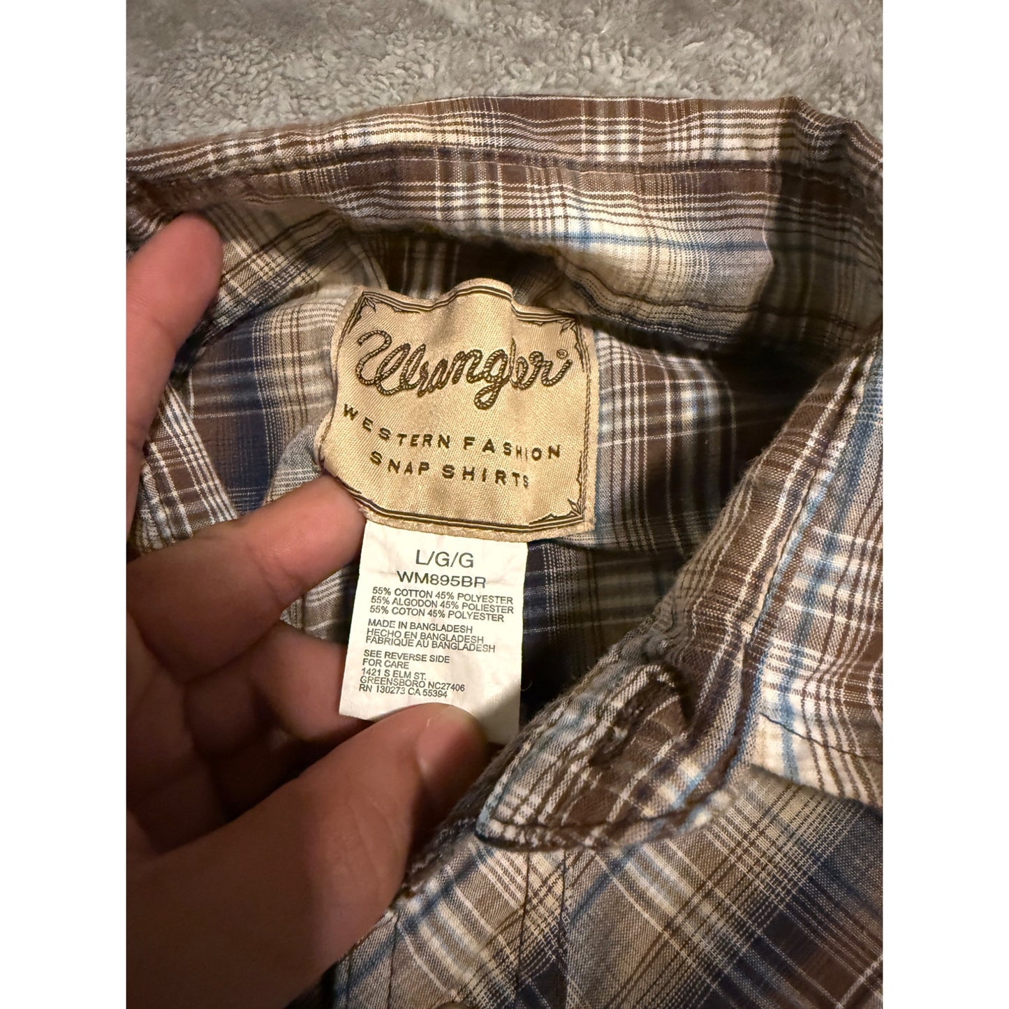 Wrangler Western Pearl Snap Button Down Plaid Shirt – Size L