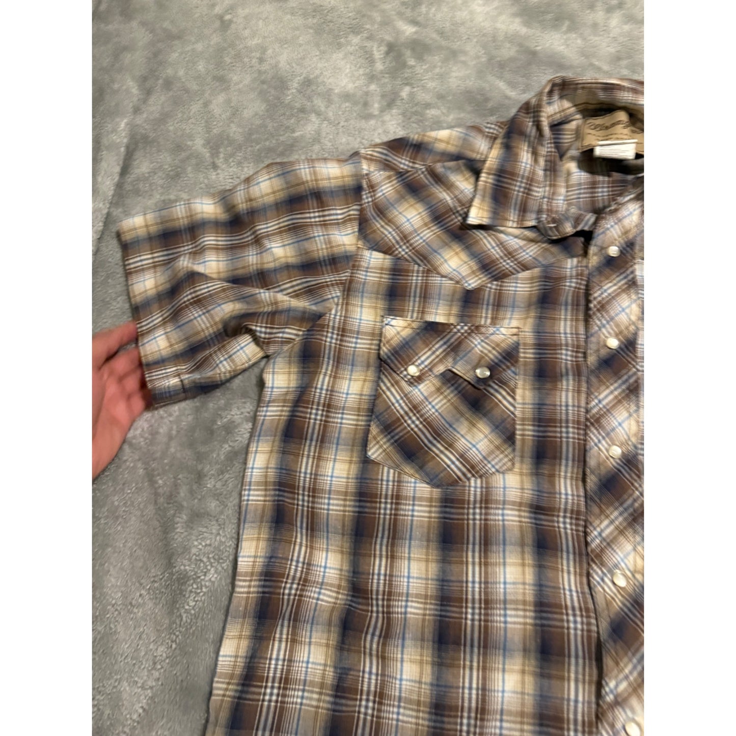 Wrangler Western Pearl Snap Button Down Plaid Shirt – Size L