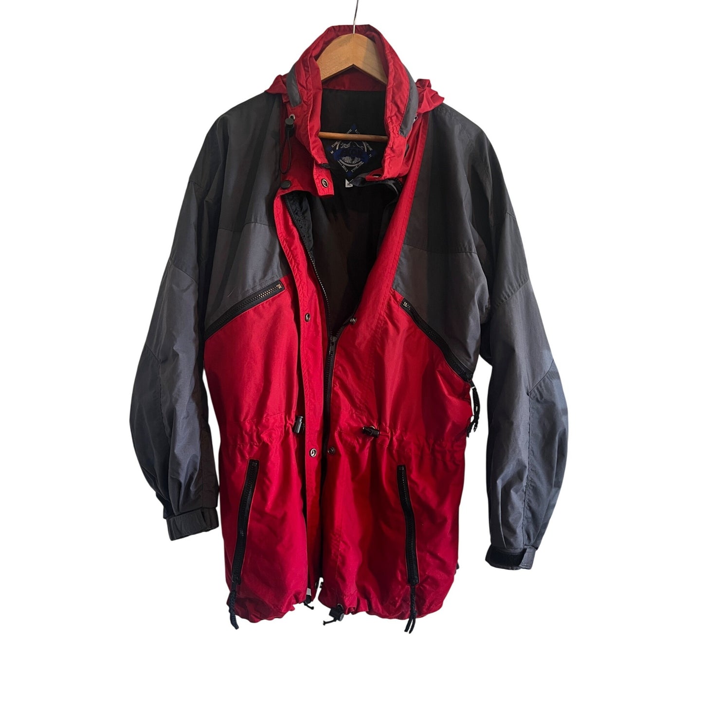 Skor Womens Jacket Nylon Hiking Windbreaker Red Black Jacket 90's Y2K Size XL