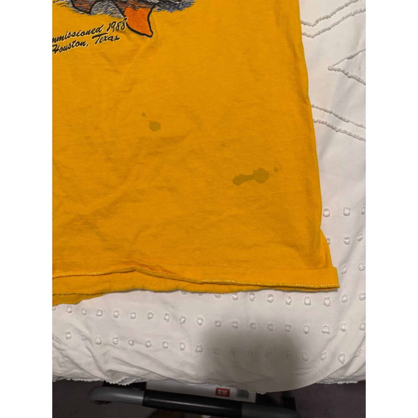 USS San Jacinto Houston Texas Yellow Short Sleeve T-shirt Size M