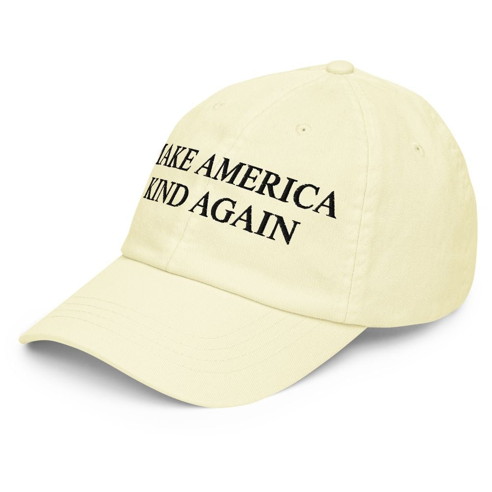 Y2K Pastel Yellow Baseball Cap – Make America Kind Again (Unisex Adjustable)