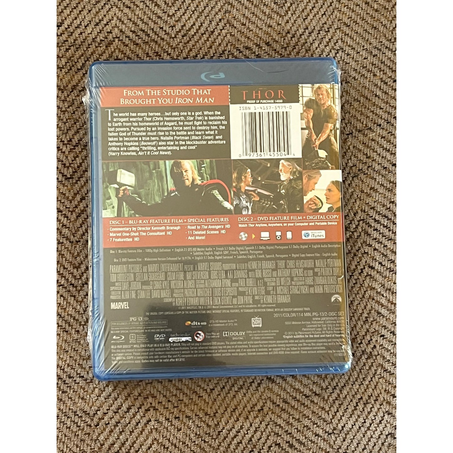 Thor Marvel Blu-ray DVD 2011 (2-Disc Set) Chris Hemsworth