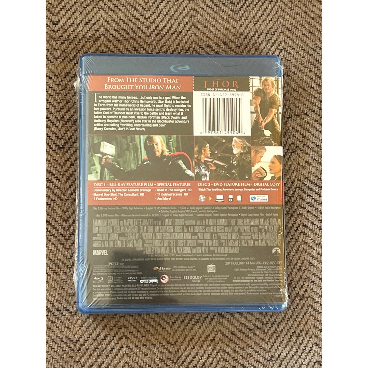 Thor Marvel Blu-ray DVD 2011 (2-Disc Set) Chris Hemsworth
