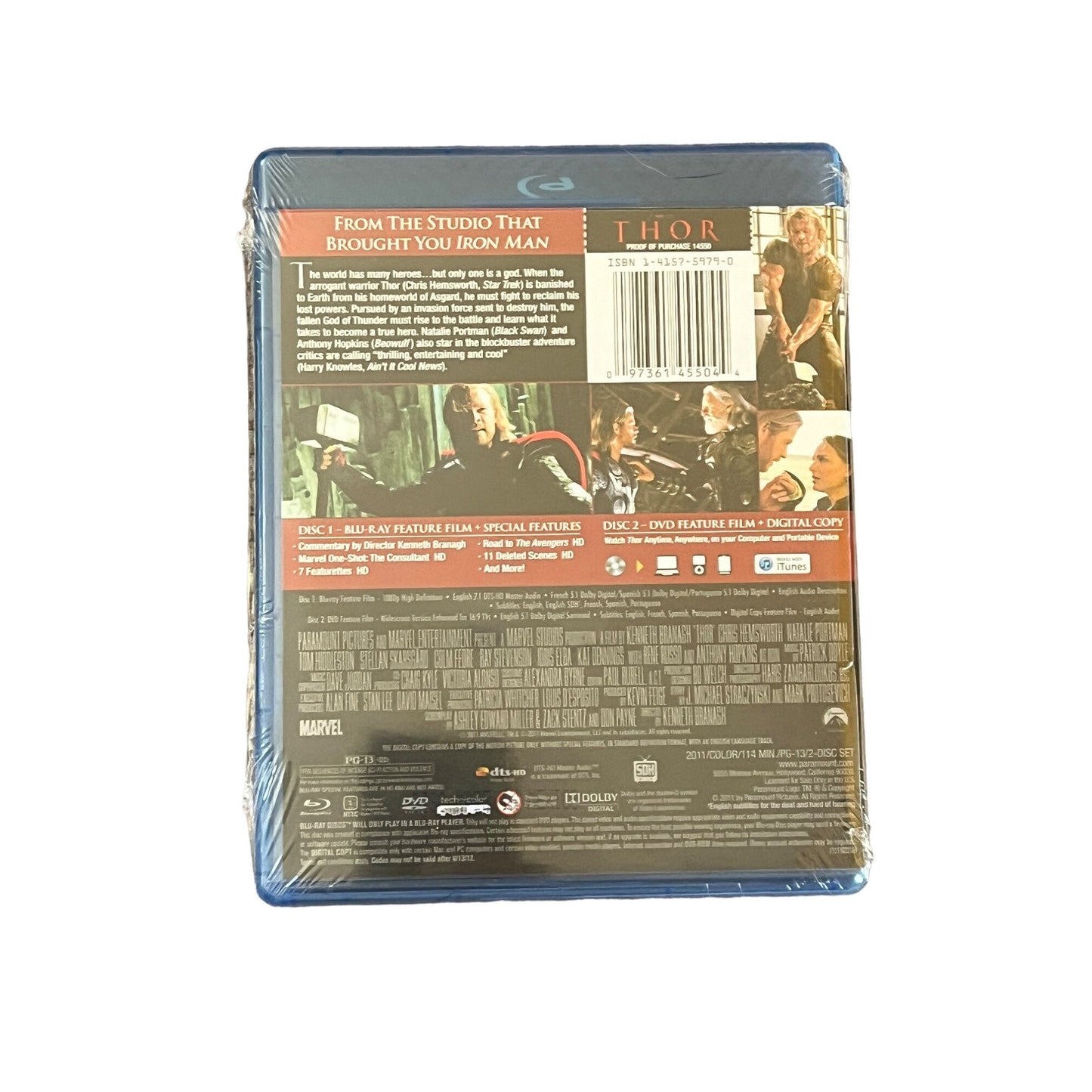 Thor Marvel Blu-ray DVD 2011 (2-Disc Set) Chris Hemsworth