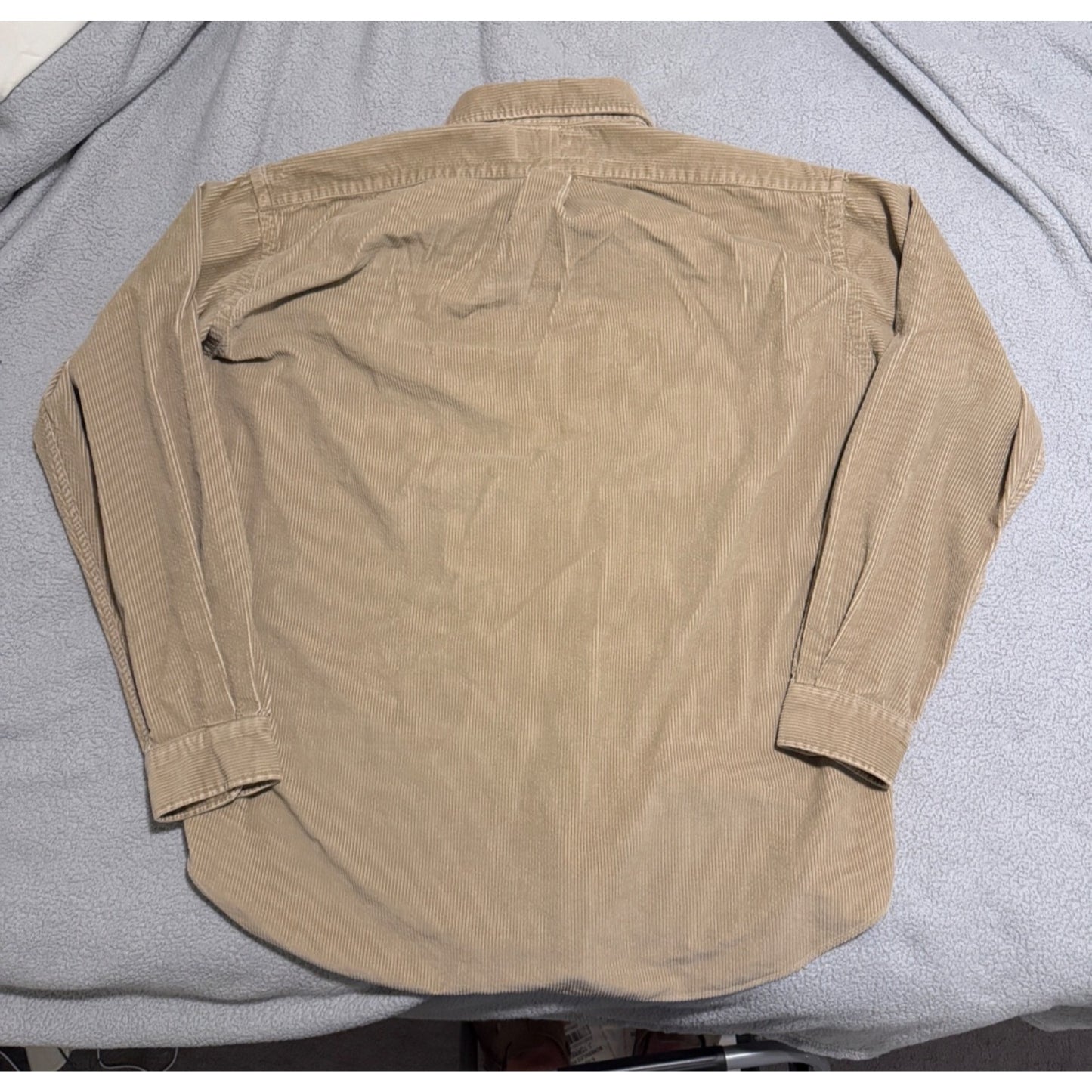 Vintage 90s Ralph Lauren Mens Blaire Beige Long Sleeve Button Down Coduroy Size XL
