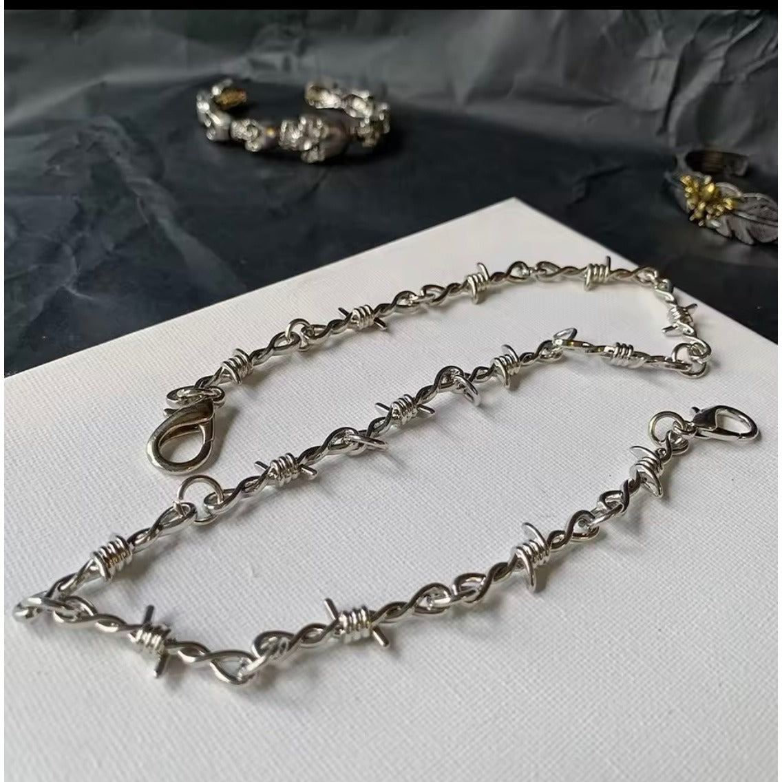 Stainless Steel Y2K 90s Style Barbed Wire Wallet Chain