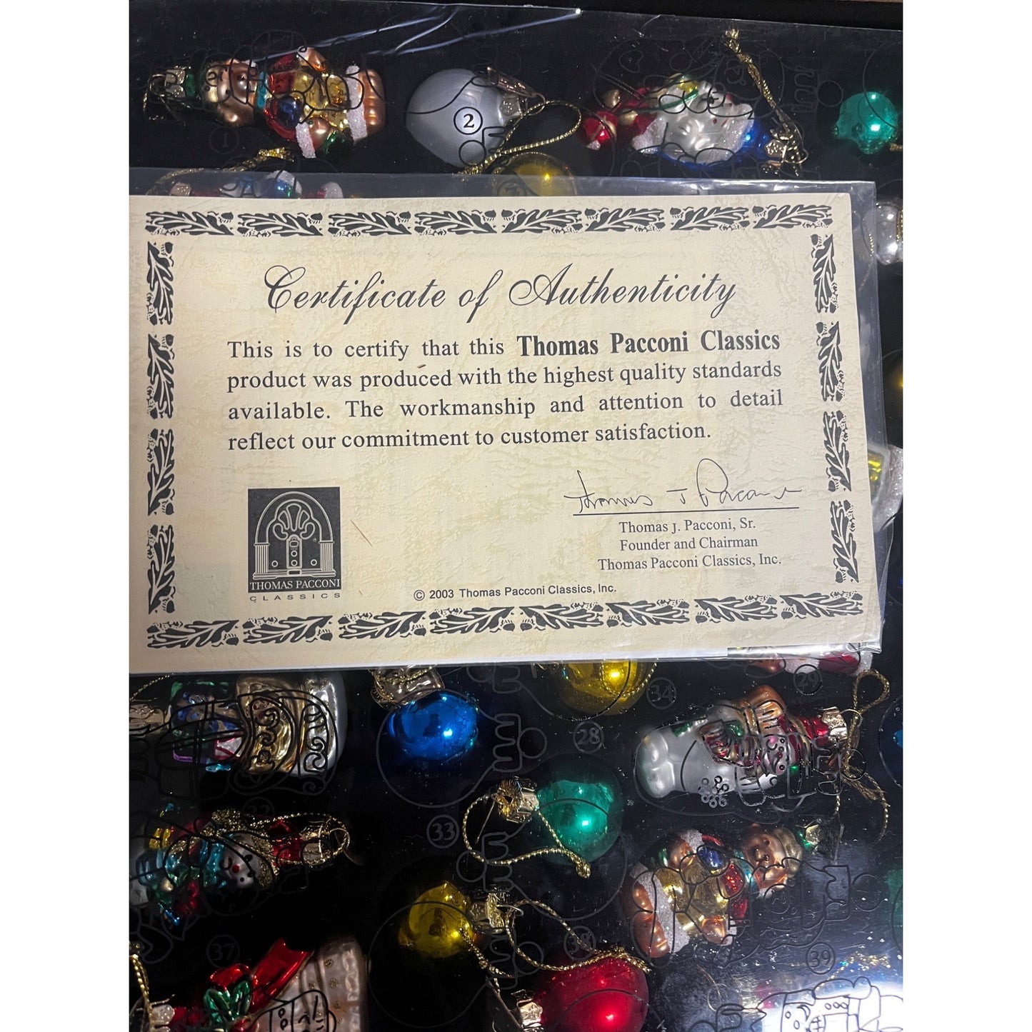 Thomas Pacconi Classics 48 Pc Blown Glass Ornament In Wood Chest Complete 2003
